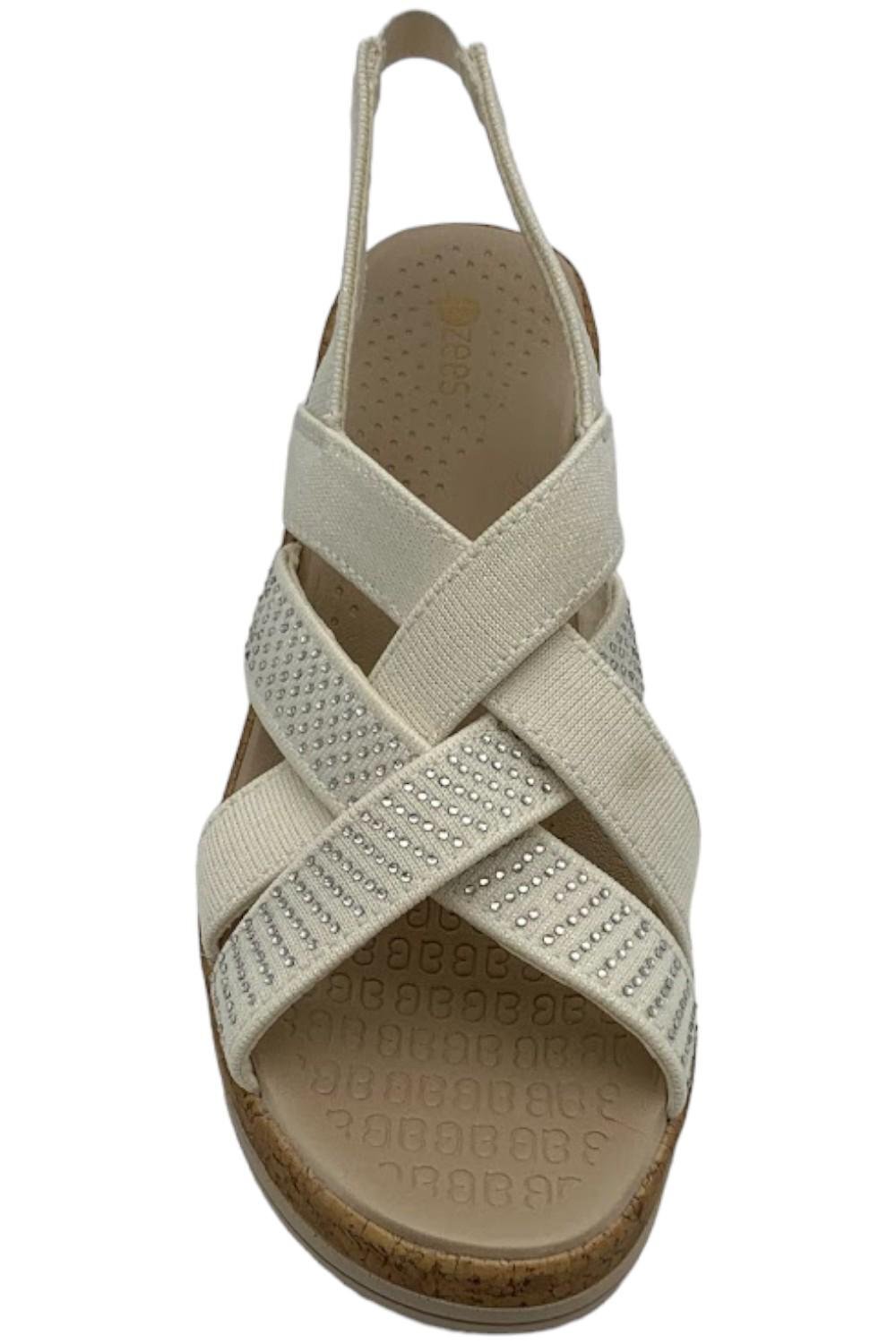 Bzees Ritz Sparkle Machine Washable Cork Wedge Sandal Sugar
