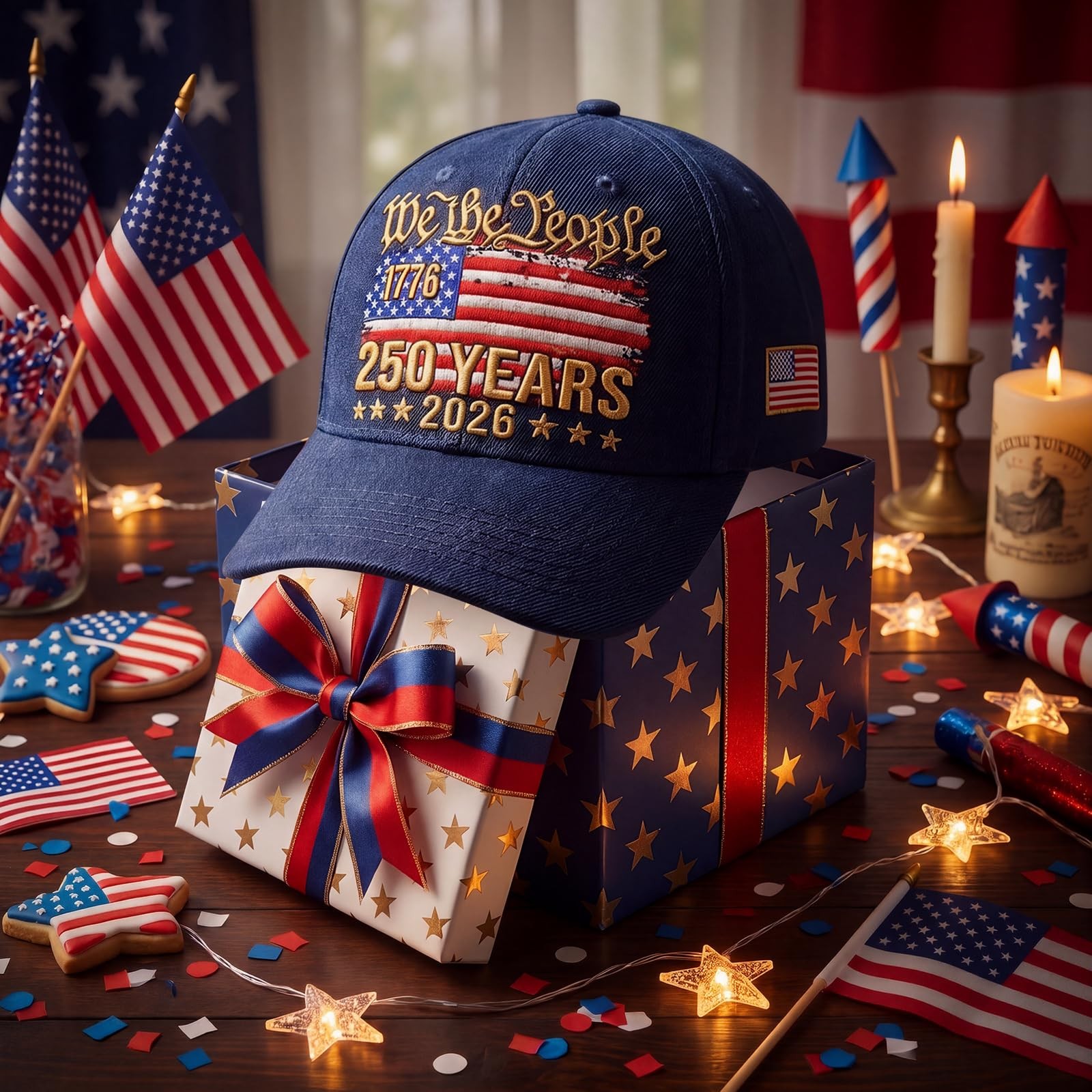 250th Anniversary USA Hat Patriotic Embroidered Baseball Cap Adjustable Anniv…