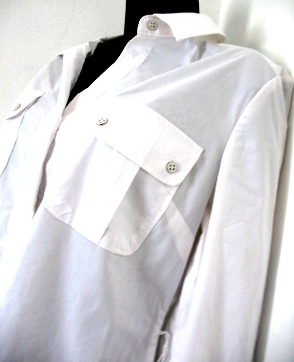 New York & Co. Blouse Western, White, Cotton, Polyester,Spandex, Medium.