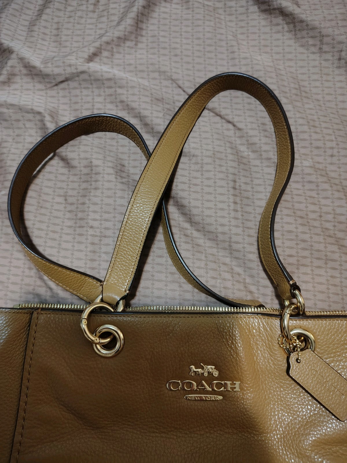 COACH BAG F76701 Jes Tote Saddle Brown Pebbled Leather Shoulder Bag Open Box