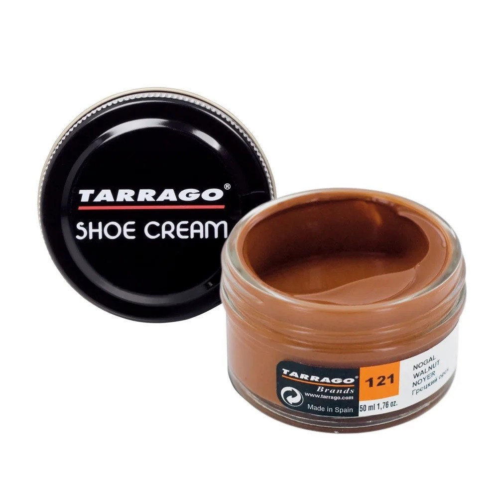 tarrago shoe cream, 121 walnut, 1.7 ounce glass jar, for leather care and shine
