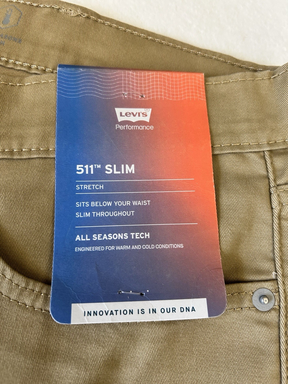 Levi’s 511 Slim Jeans Men’s Size 38×30 Beige Stretch Brushed Cotton All Seasons
