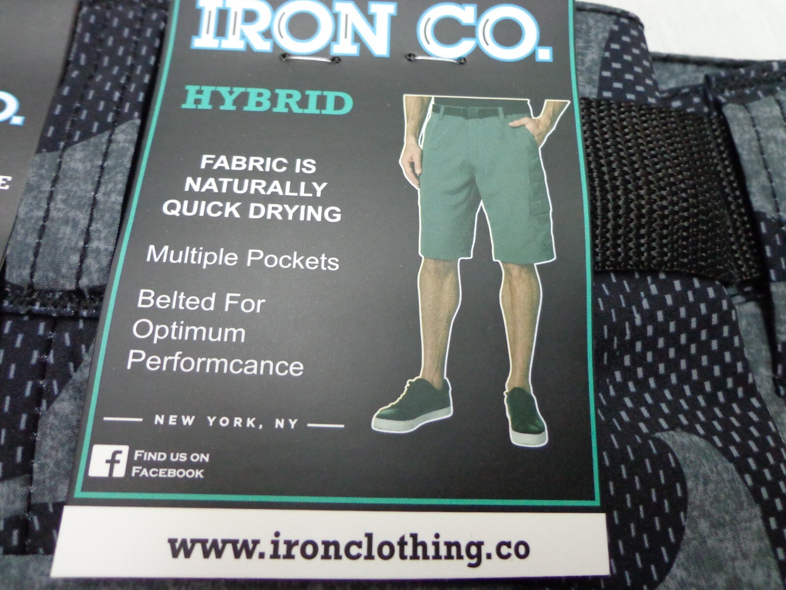 IRON CO. Hybrid Belted Shorts Gray Camo Size 34 NEW