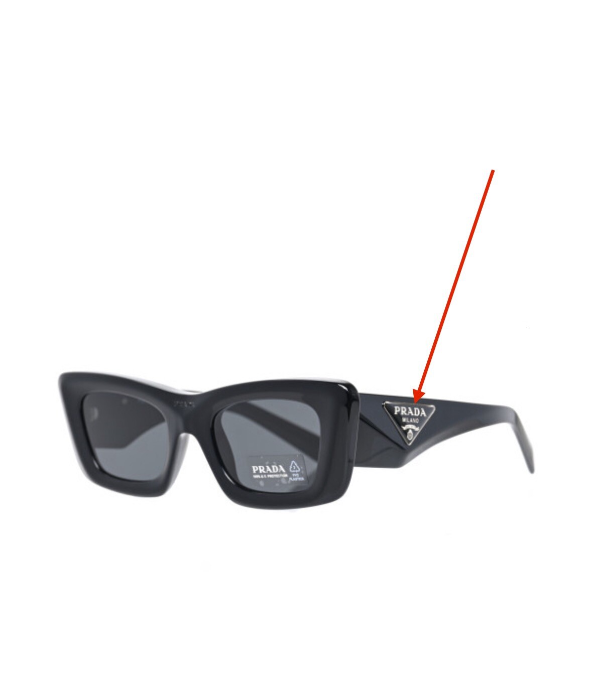 Prada 13ZS 14ZS Sunglasses Logo Replacement Parts Triangle Black Gold 1-Pair New