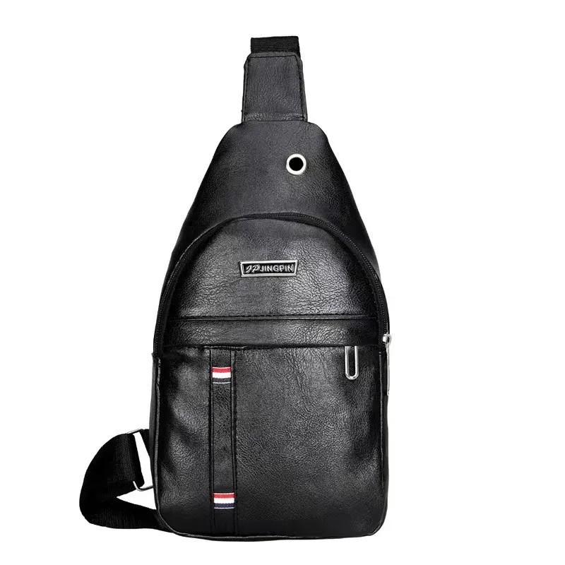 Men’s PU Leather Sling Bag Crossbody Chest Pack Travel Shoulder Messenger Bag