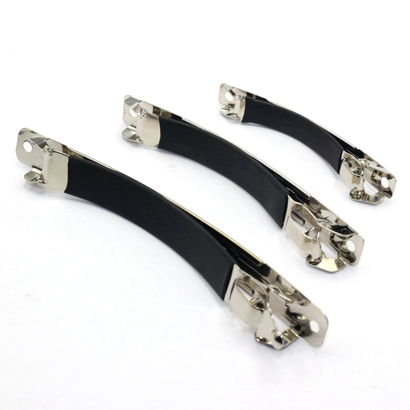 5 Pcs Silver Metal Blank French Hair Clip Barrette Rubber Cover 2.4″ 3.2″ 4″