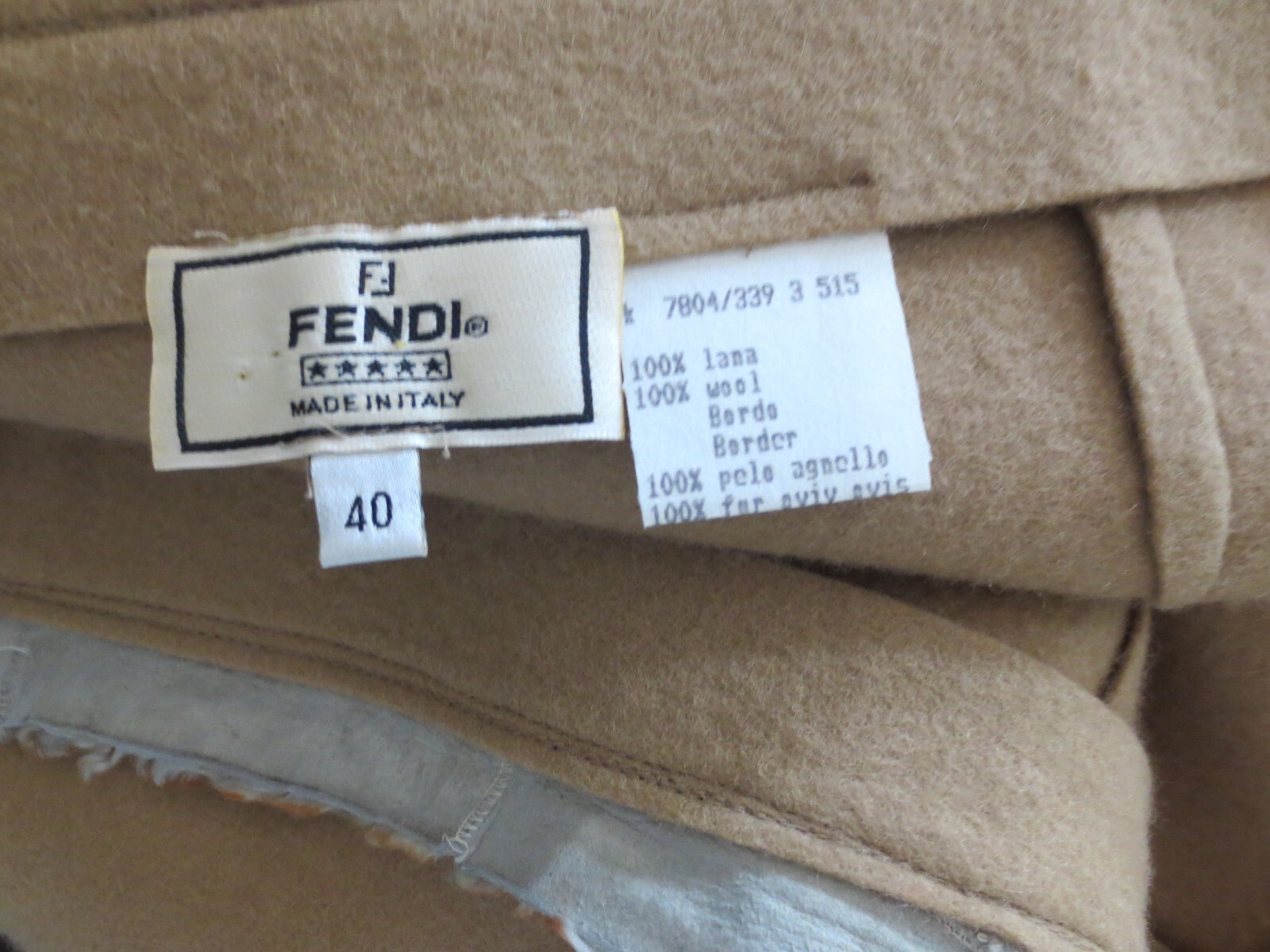 AUTH FENDI 100% WOOL PENCIL MIDI SKIRT IN CAMEL Sz-40 $1050
