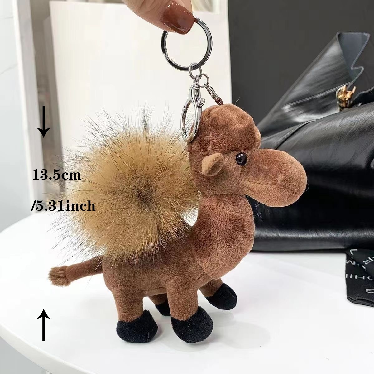 1PC Plush camel keychain, animal bag pendant, cute backpack keychain