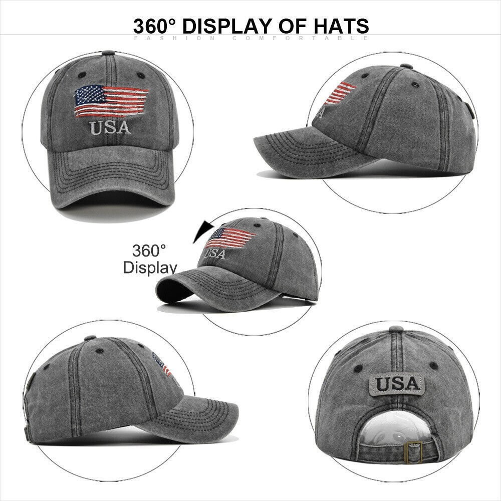 American US Flag Embroidered Low Profile USA Baseball Cap Adjustable Hat 2024 US