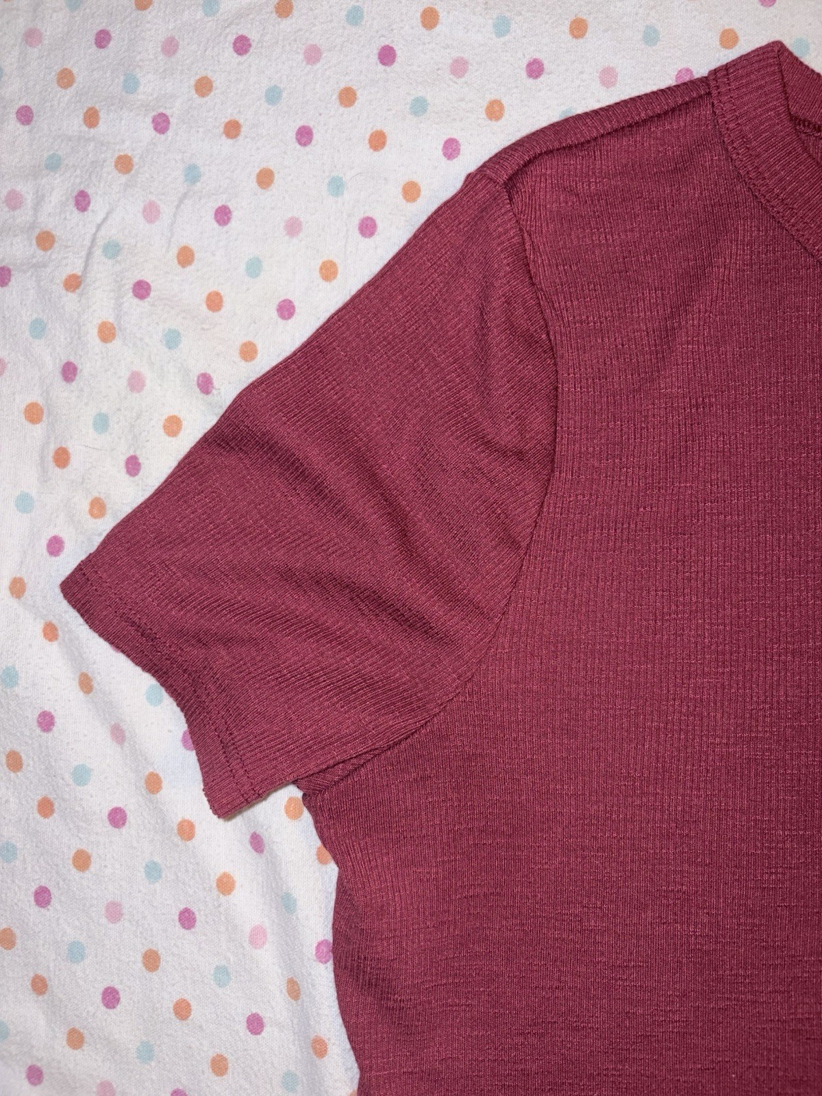 SO Women’s Red Short Sleeve Ribbed Knit Tee Size Large Casual Basic Top