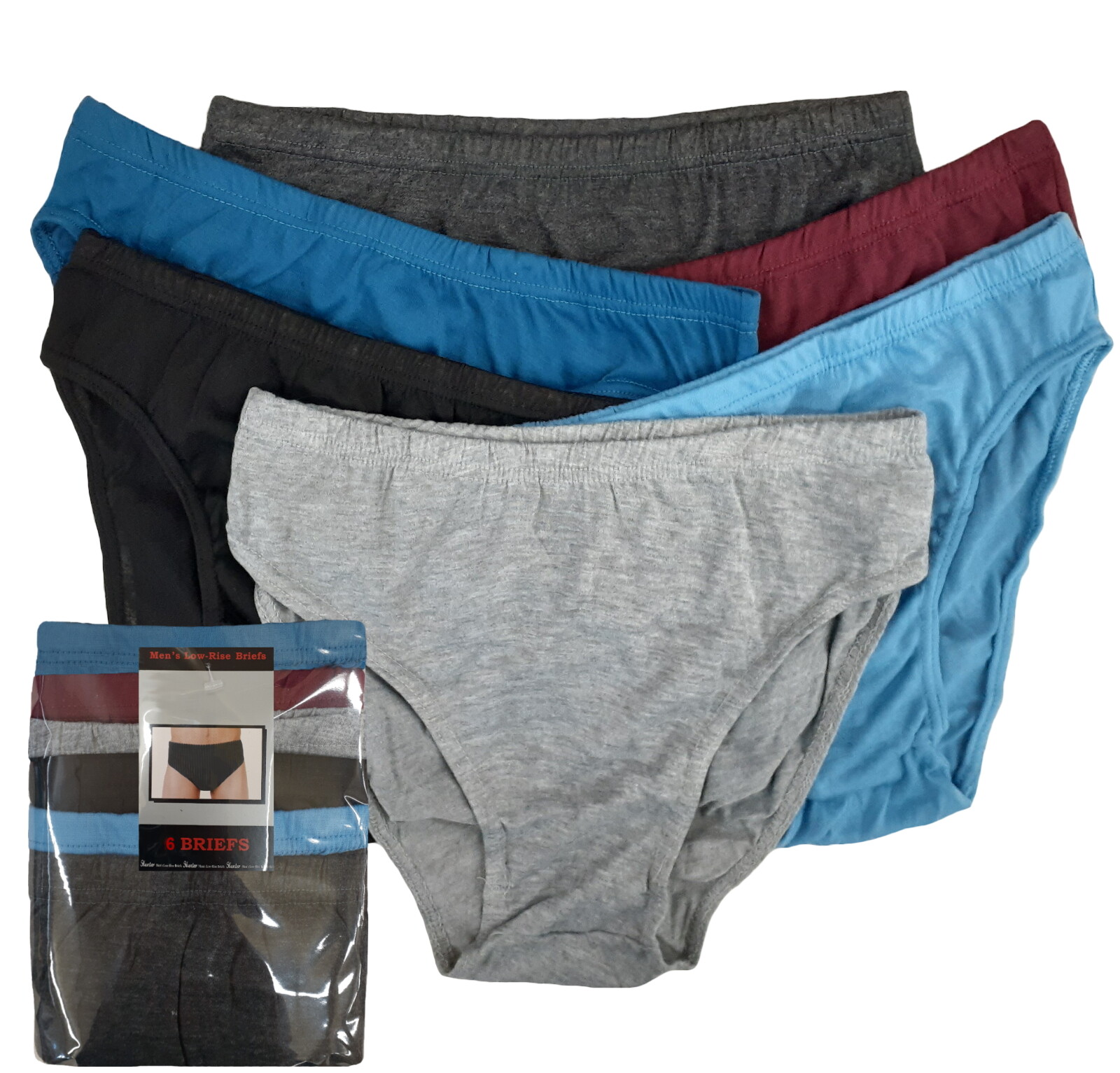 6 PK MEN’S BIKINI BREATHABLE COTTON SOLID UNDERWEAR SIZE LARGE (34-36) LOW RISE