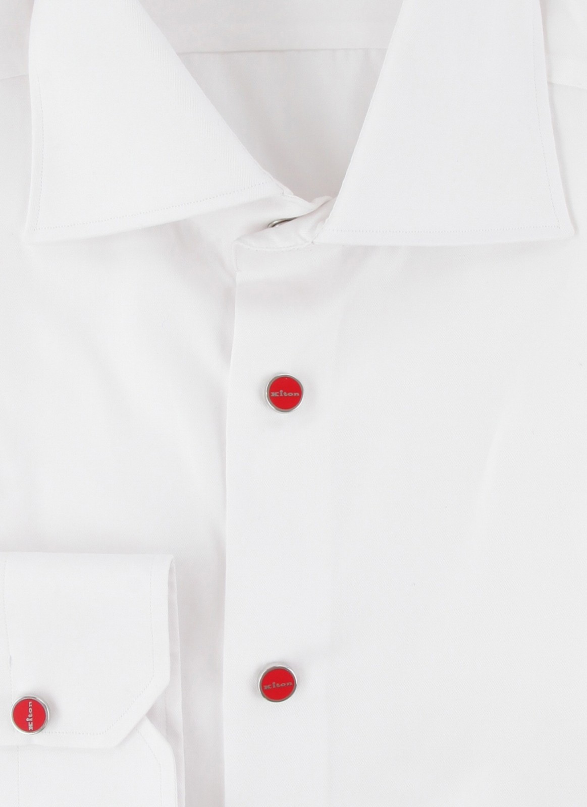 $800 Kiton White Solid Cotton Shirt – Slim – (KT821252)