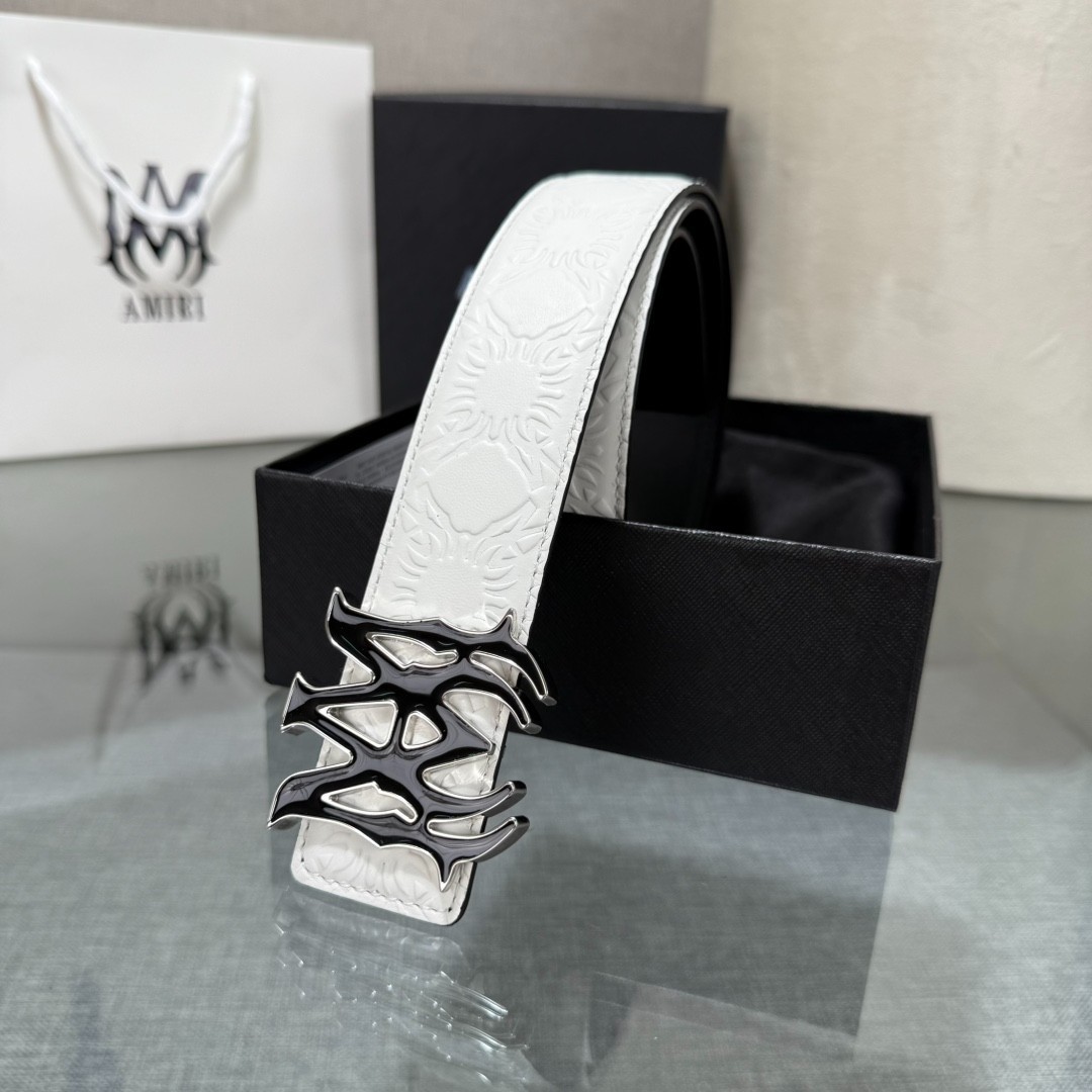 Amiri double-sided cowhide leather belt, 3.8cm wide
