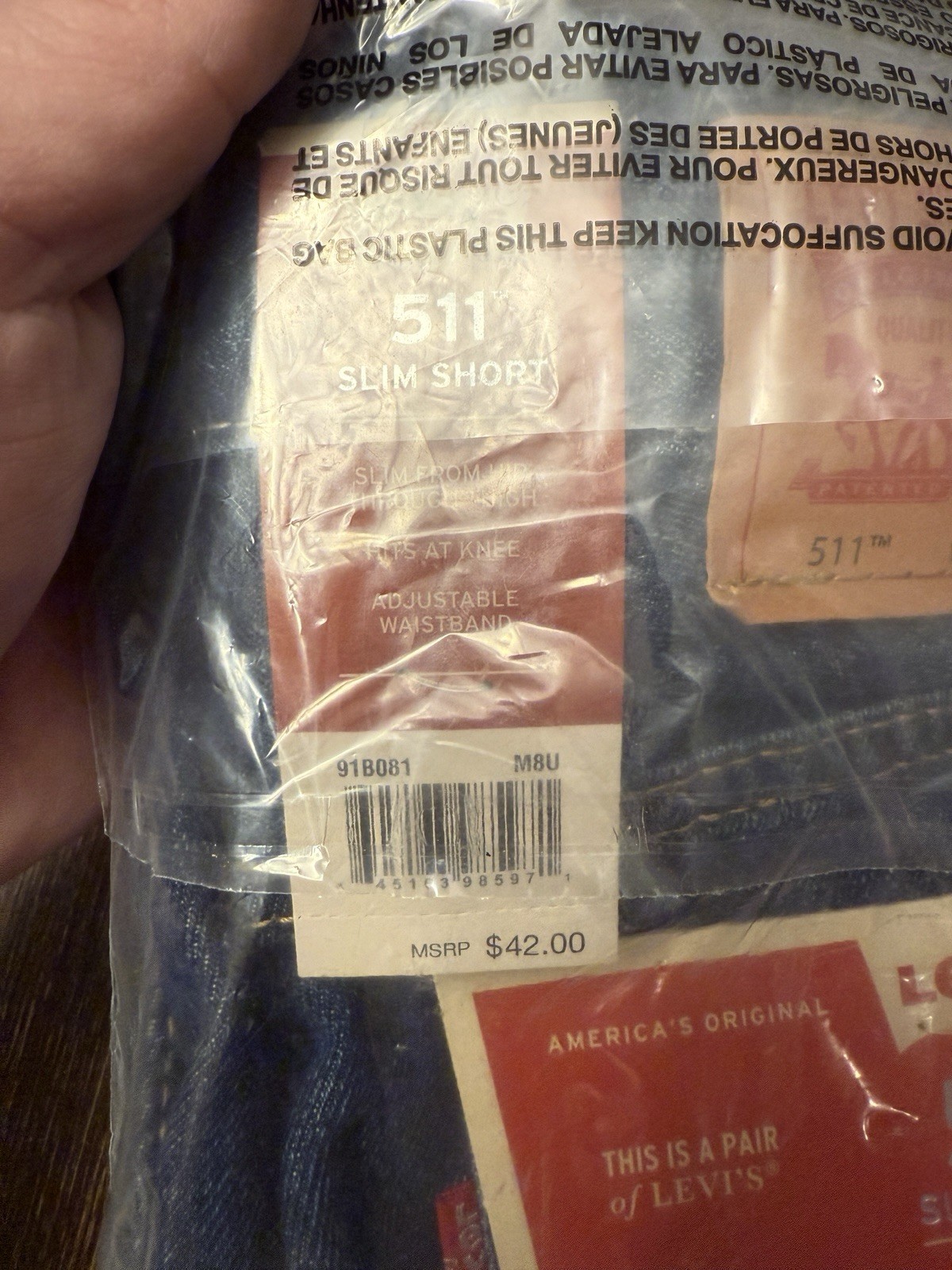 Levi’s Boy’s 511 Slim Fit Shorts Size 18 Regular 29 Waste Denim Distressed