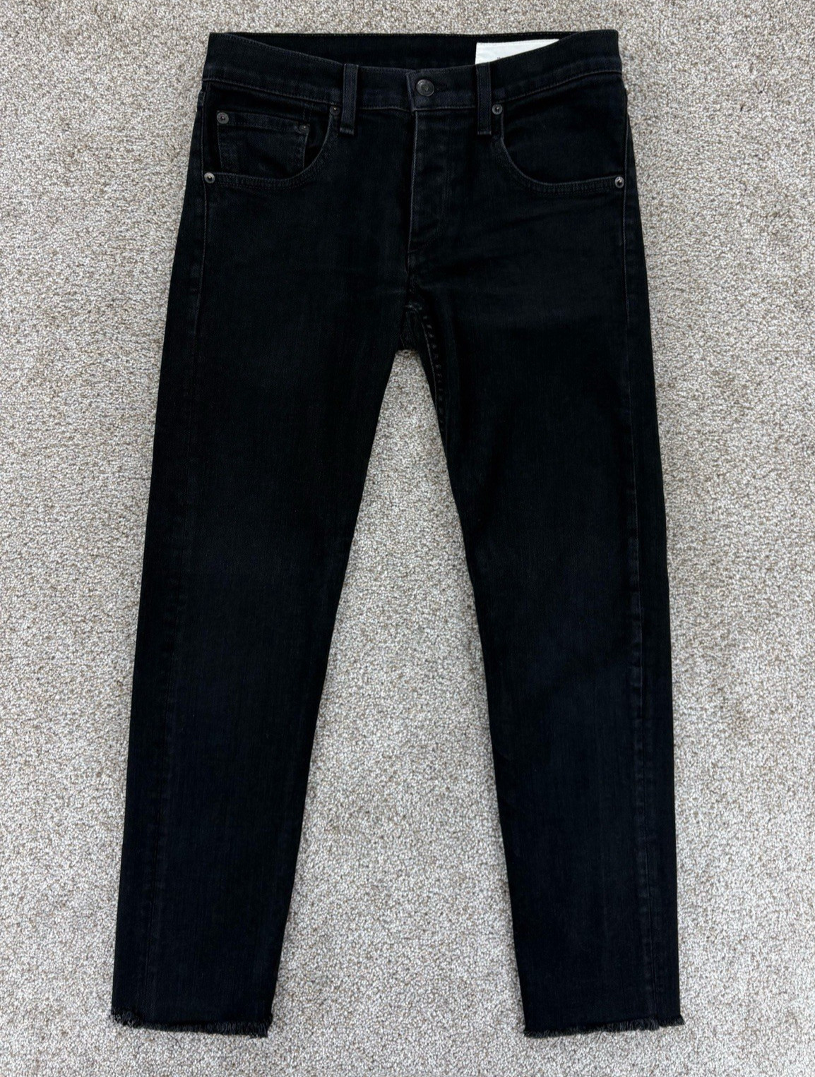 Rag & Bone Fit 1 Skinny Leg Denim Jeans Mens Size 30×28 Black Button Fly Raw Hem