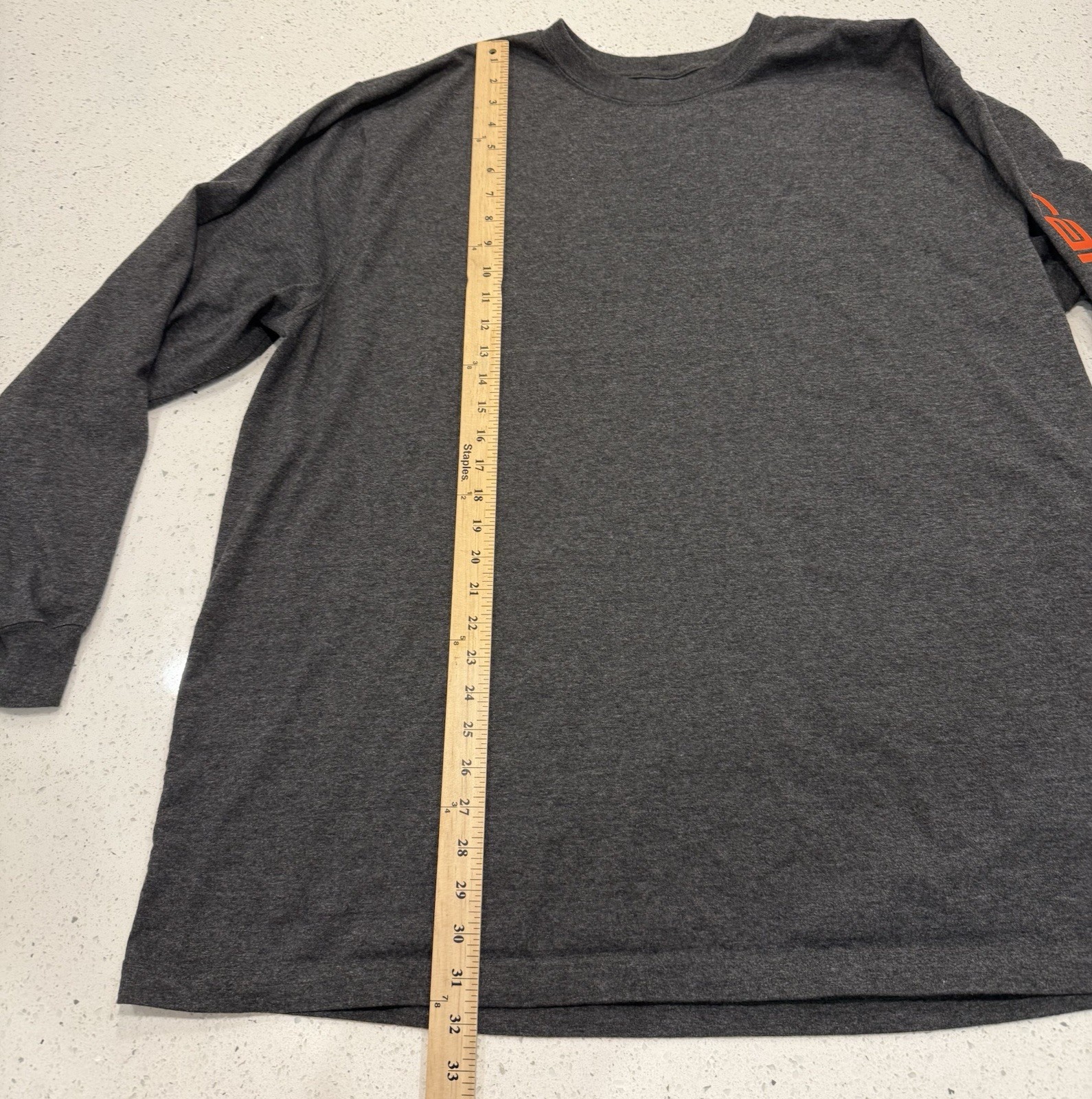 Carhartt Loose Fit Long Sleeve Shirt Mens 2XL Charcoal Grey Orange Crew Neck