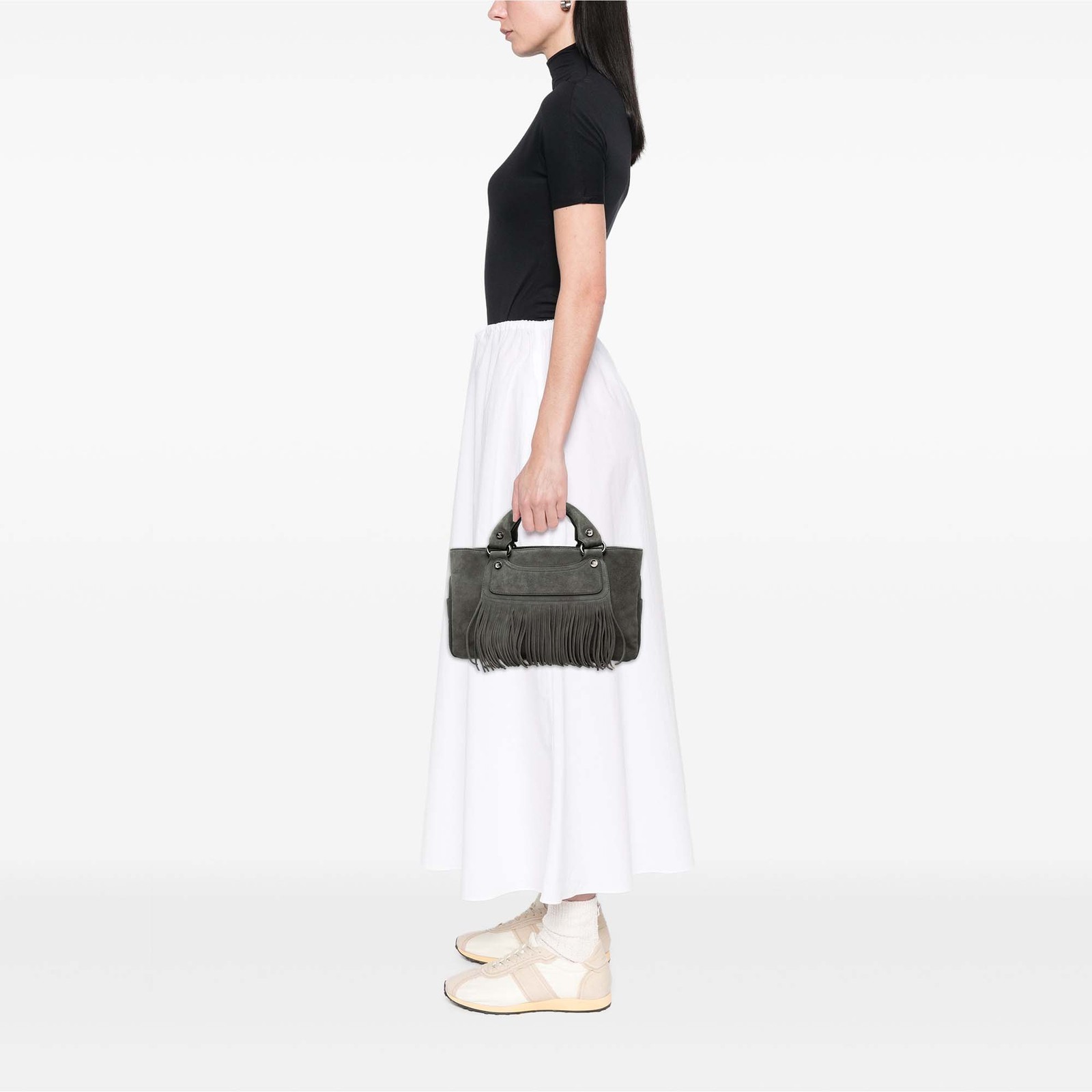 Celine Suede Boogie Fringe | Pre-Loved | Gray | Authenticated