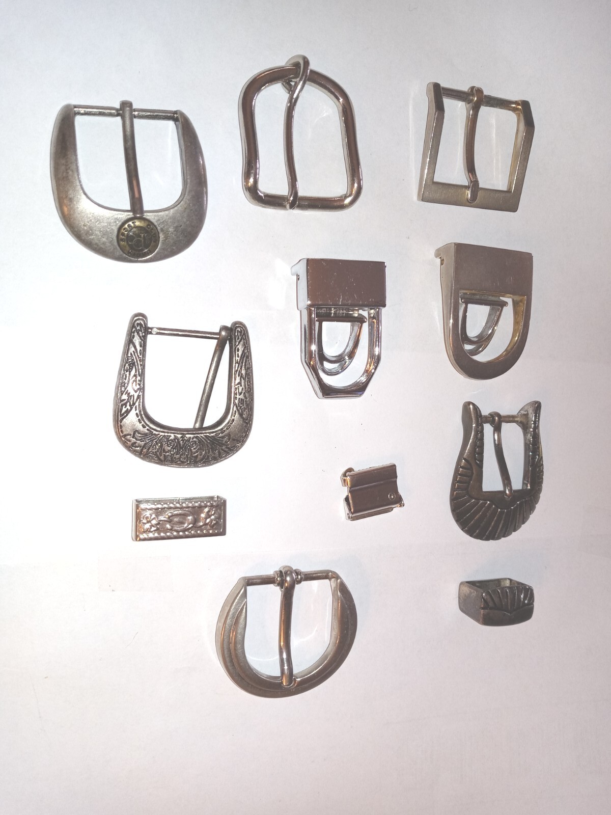 Lot of 8 Silvertone Buckles + Sliders For Crafts Sewing Replacement Parts etc