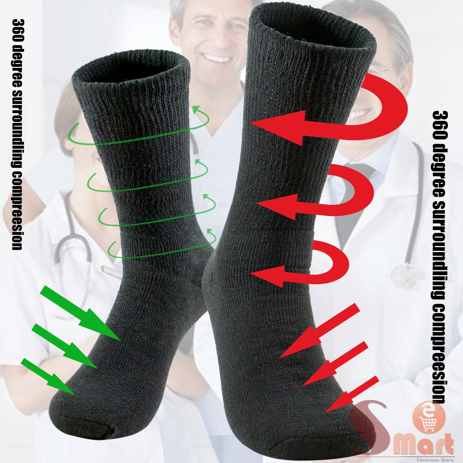 3 6 12 Pairs Mens Womens Heath Diabetic Crew Circulatory Socks 9-11 10-13 13-15