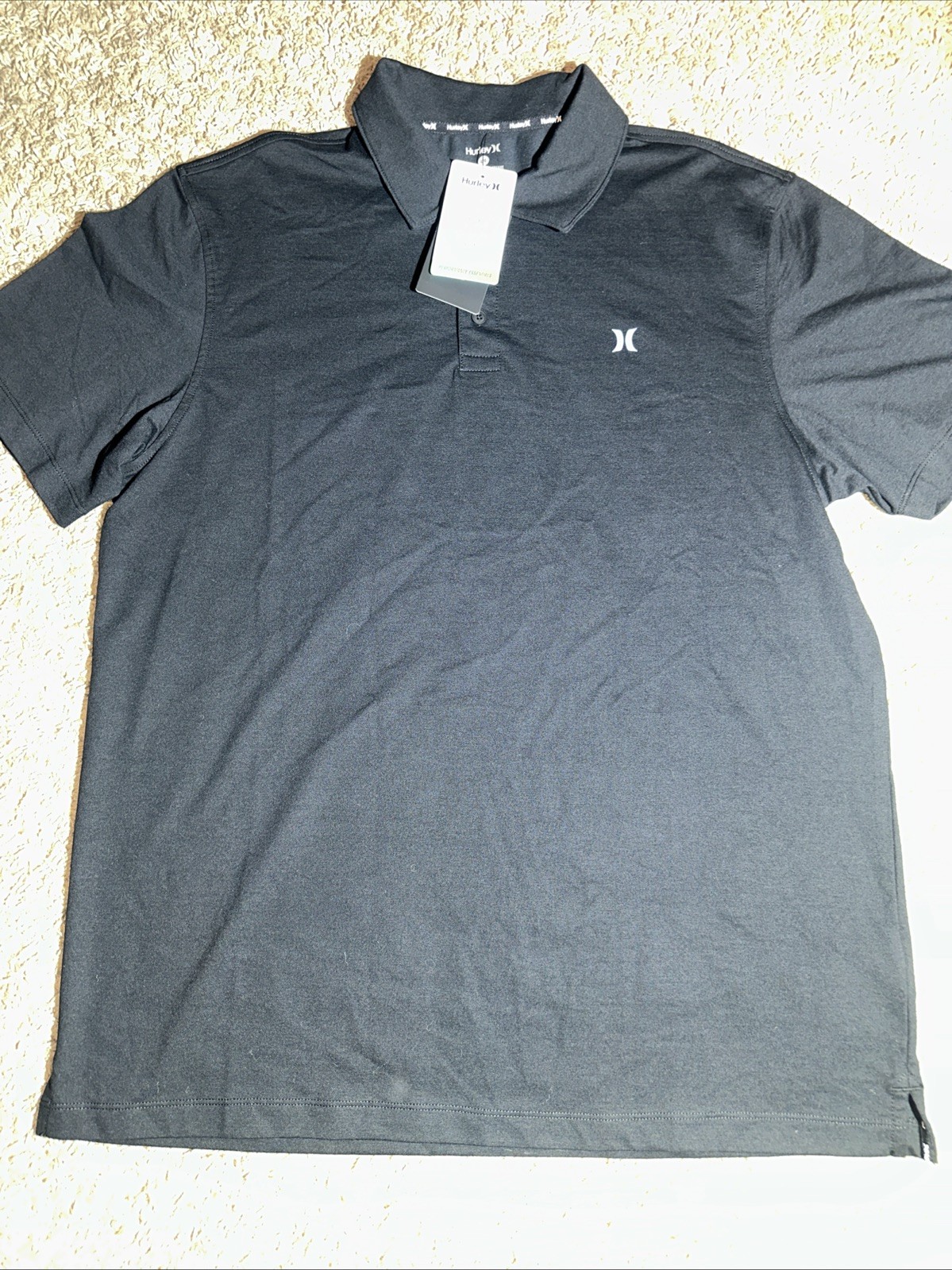 NEW Men’s Hurley Performance Essentials Black Pique Polo Size Large MSRP $38.00