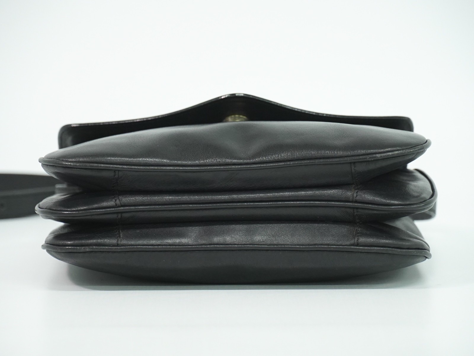 CELINE Leather Shoulder Crossbody Bag Black Gold