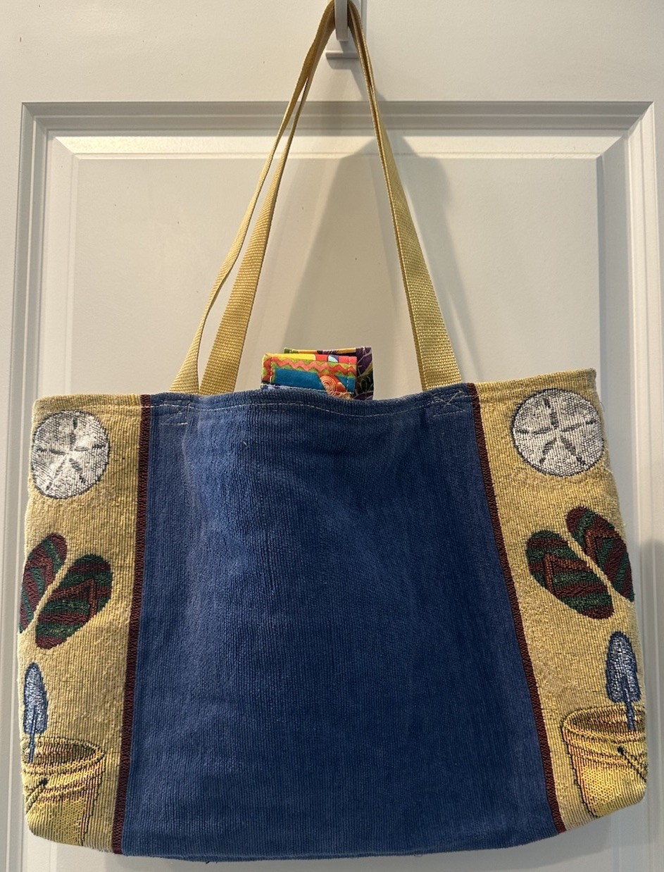 Unique Handmade Lined Tote Bag Beach Themed With 2 Side Pockets
