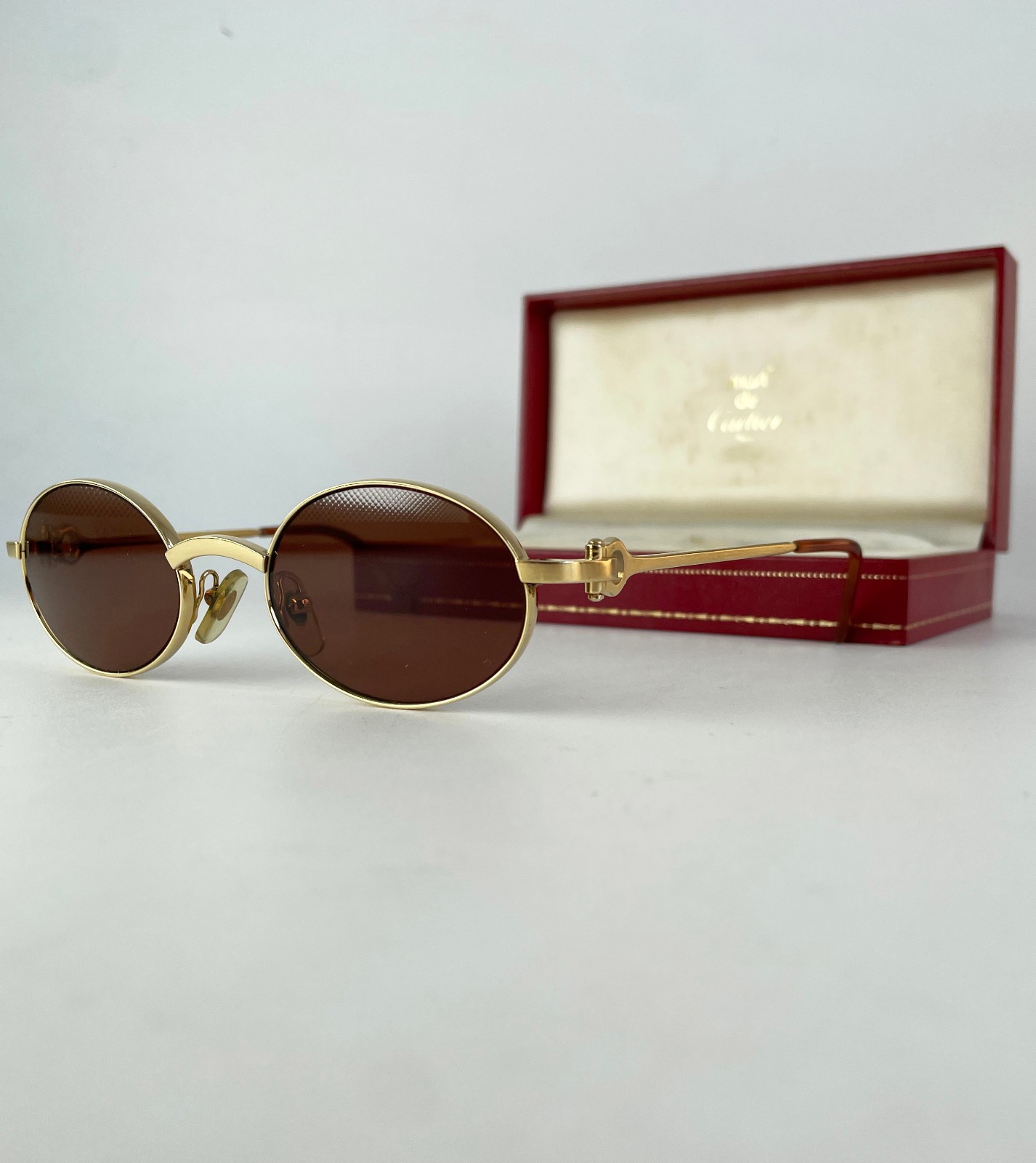 Vintage 80s Cartier Spider Sunglasses oval gold 22K trinity vendome santos must