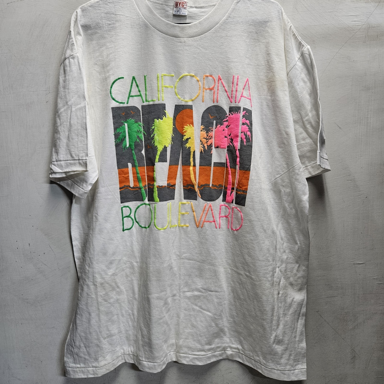 CALIFORNIA BEACH BOULEVARD Vintage 80s/90s XL Single Stitch Graphic Tee Shirt