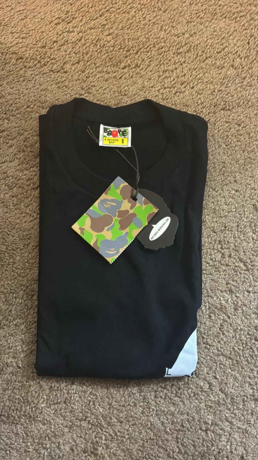 A Bathing Ape BAPE Men’s Black Ape Head Logo Graphic Tee Crew Neck Size S