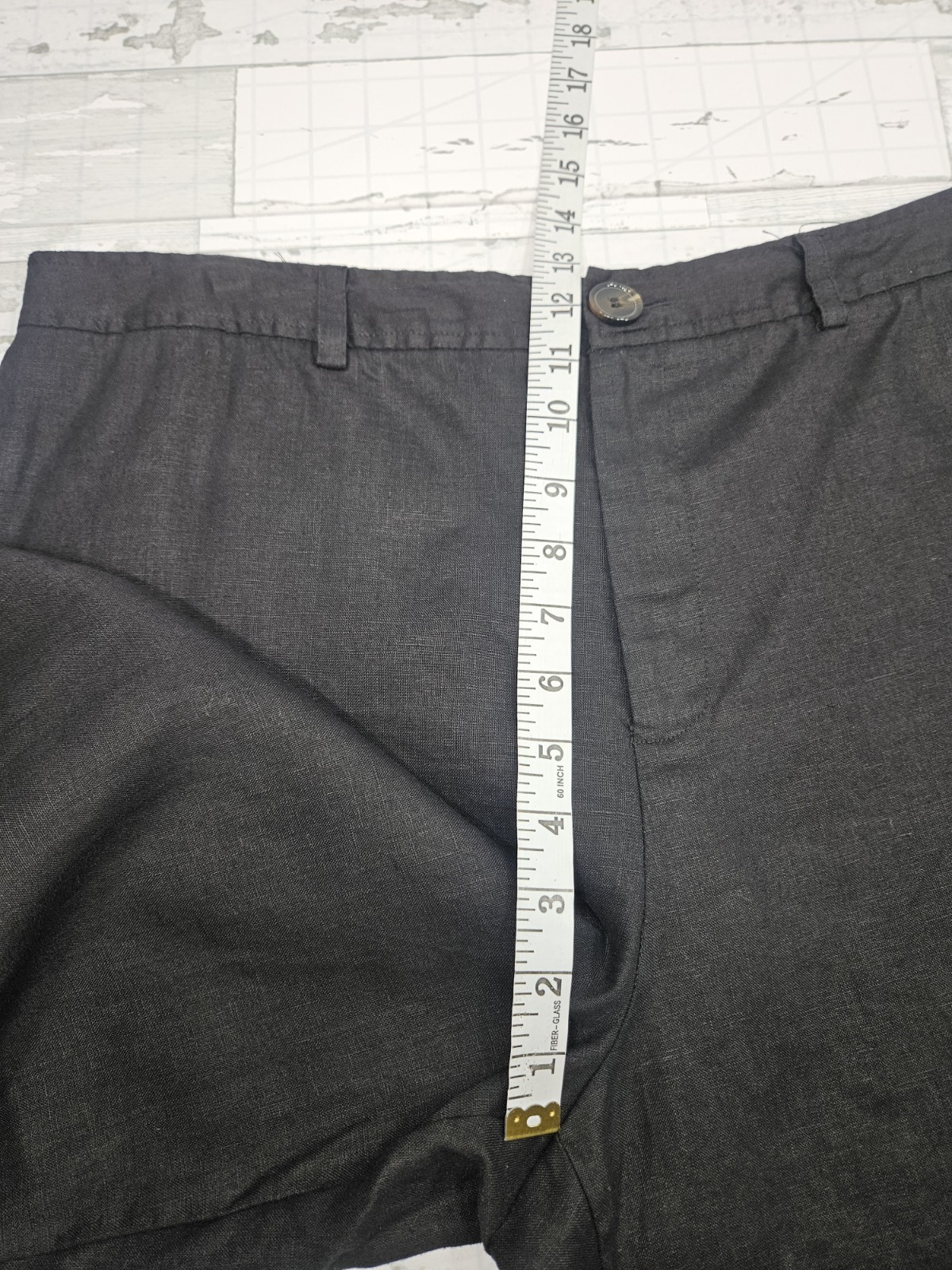 Saks Fifth Avenue Embroidered 100% Linen Cropped Pants Black Women XL