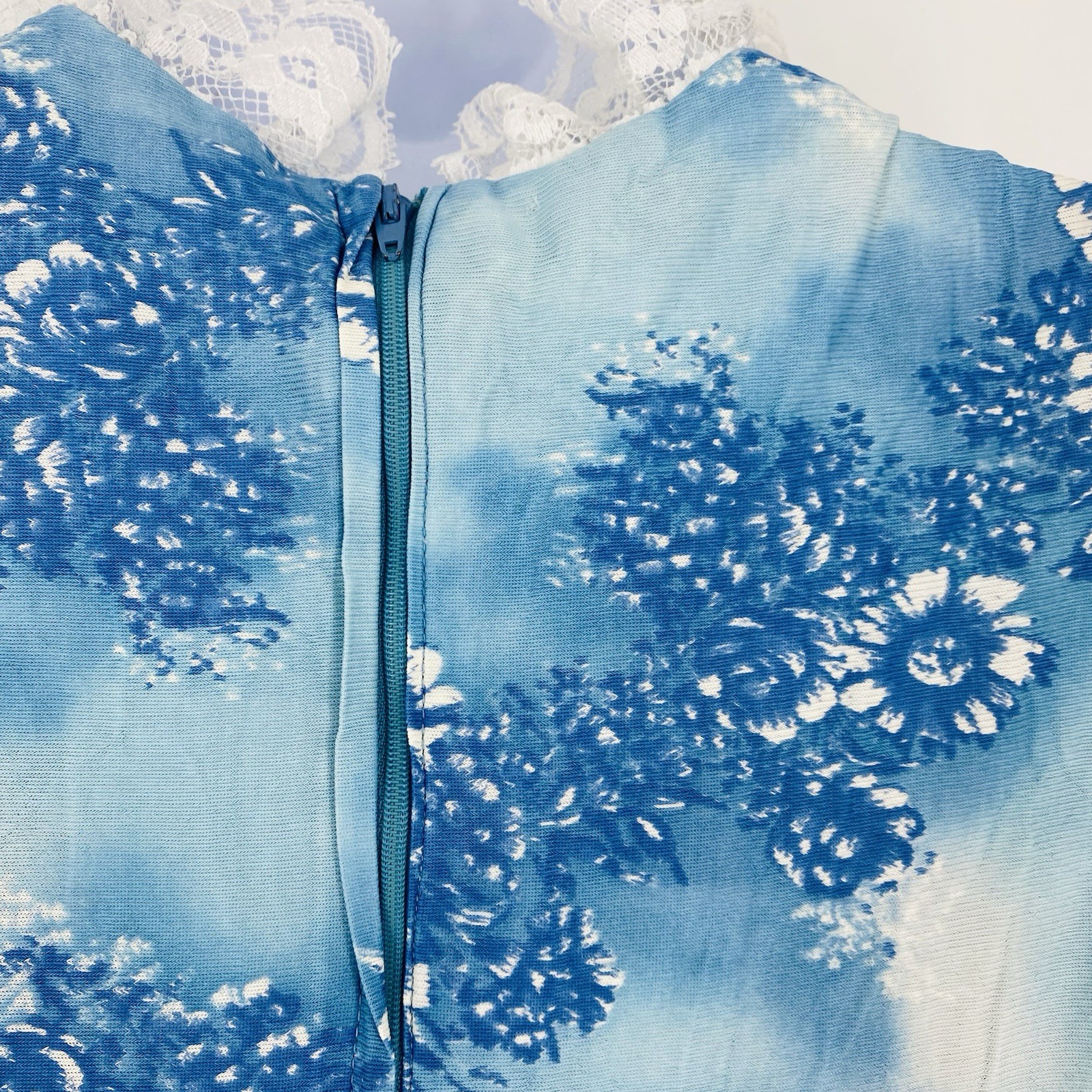 Vintage 70s Blue Floral Maxi Dress Victorian Prairie Edwardian Style Small Beach