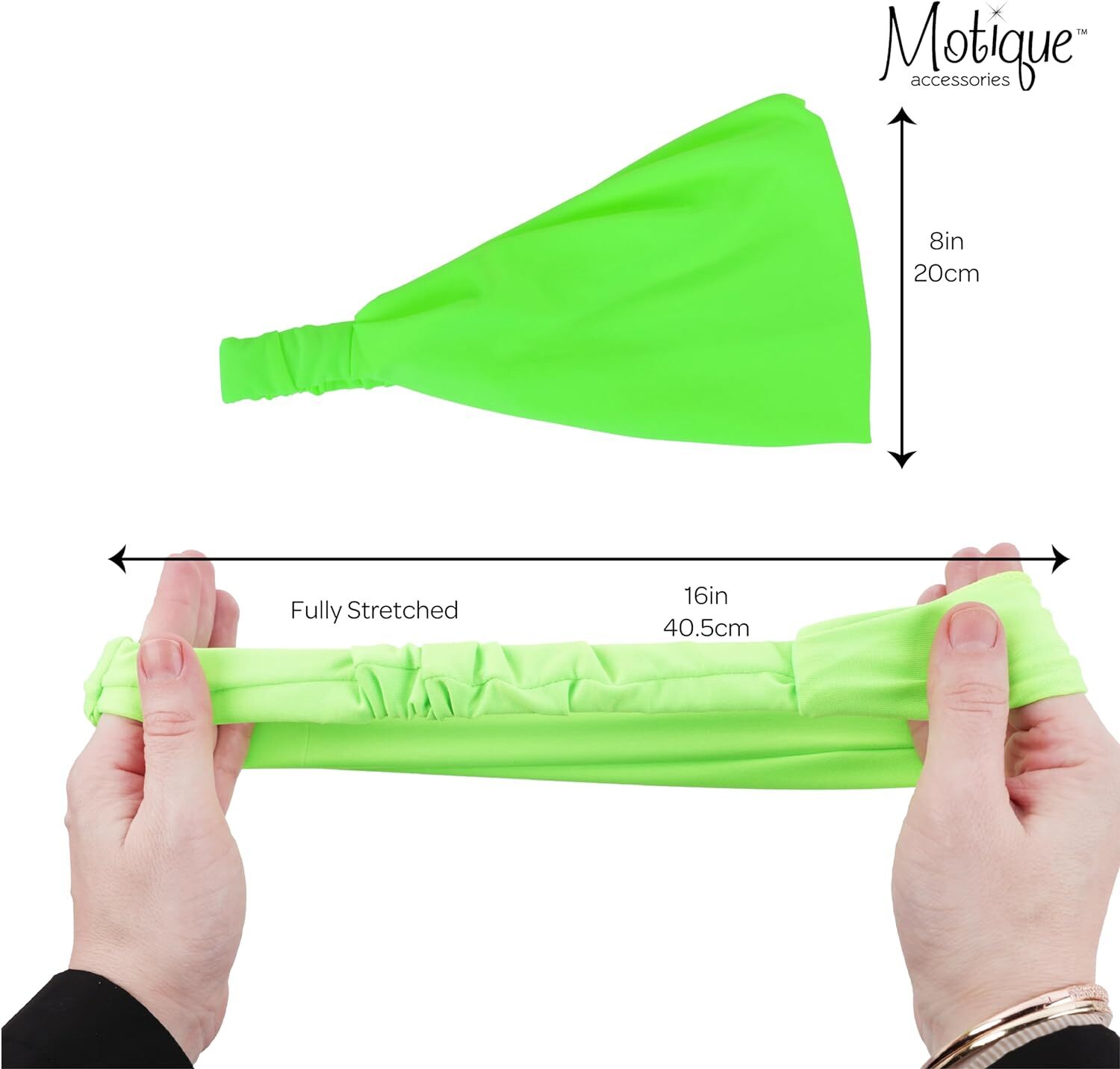 Motique Accessories Wide Neon Headwrap Fabric for Fashion and Exercise