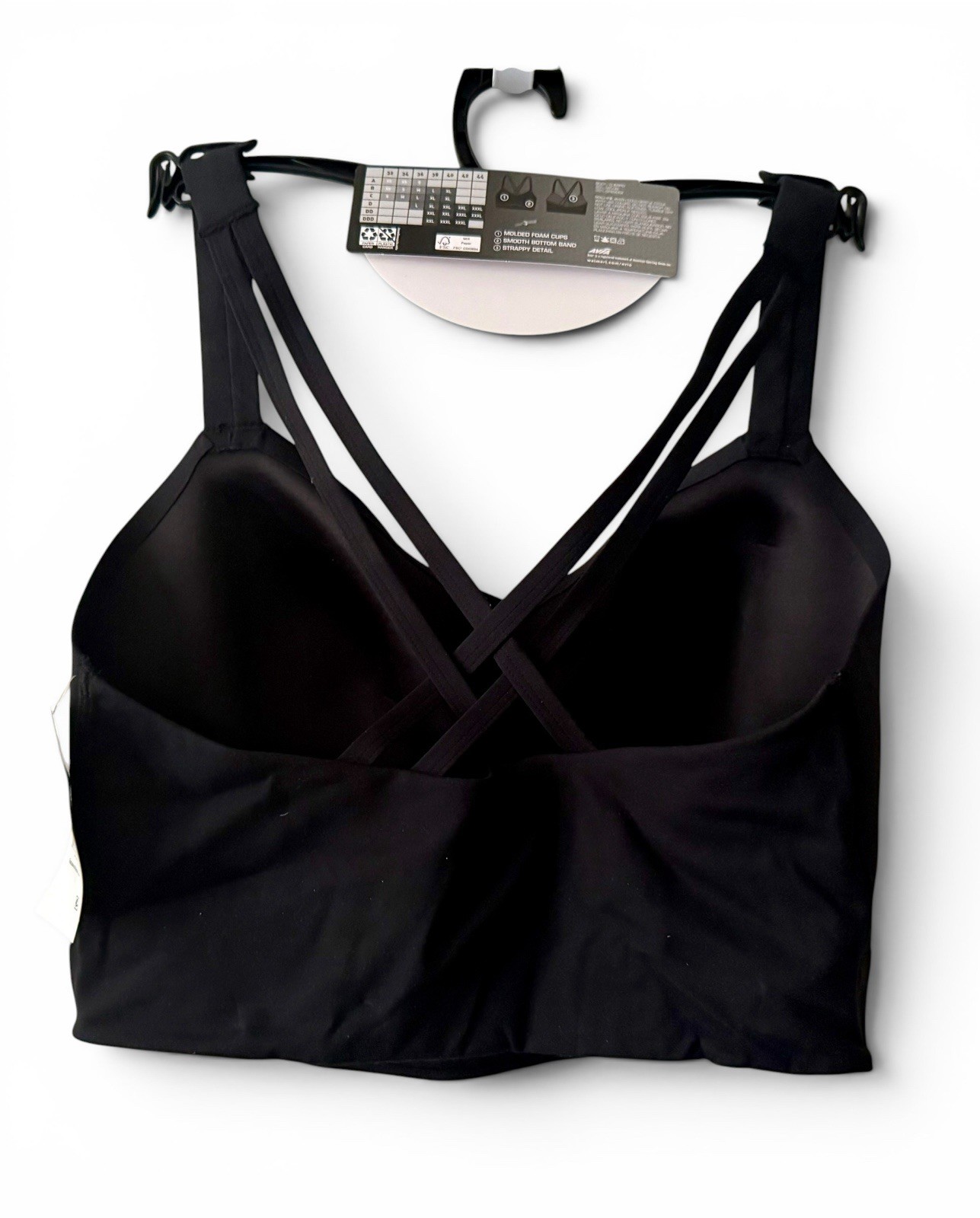 Avia Longline Low Support Strappy Sports Bra Black XLarge NWT Molded Cups