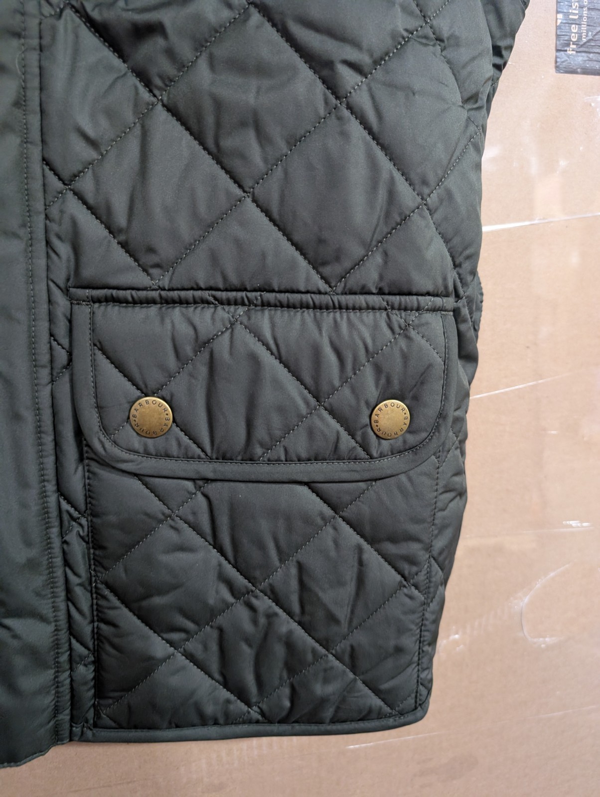 Barbour Men’s Olive Green Lowerdale Quilted Gilet Full Zip Vest Sz Lg