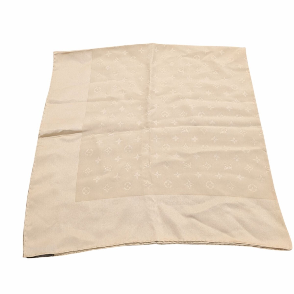 LOUIS VUITTON Scarf Stole Large 100 Silk Monogram Beige Approximately 87cm Japan