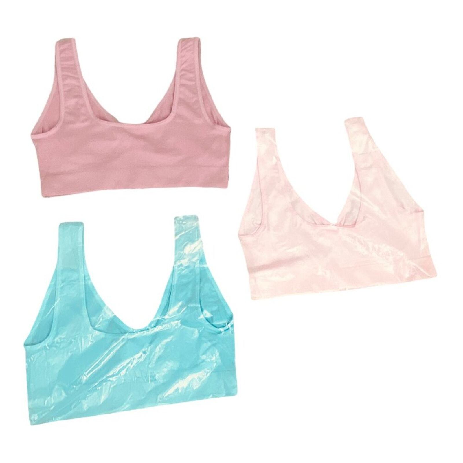 NWT RHONDA SHEAR 3 PACK SEAMLESS T-SHIRT AHH BRA: PINK, TEAL, LAVENDER SZ 2X