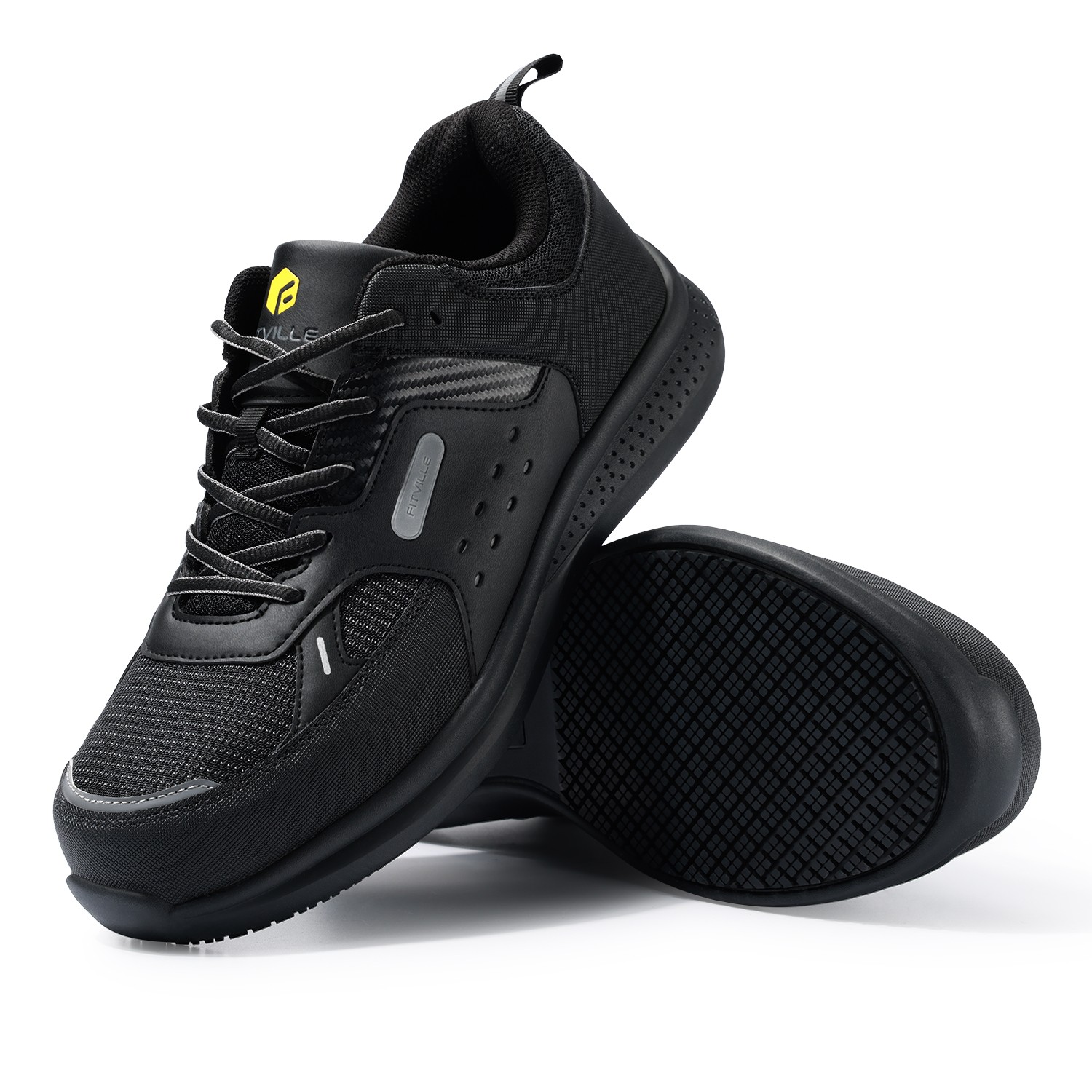 FitVille Men’s Extra Wide Work Safety Shoes Composite Steel Toe Slip Resistant