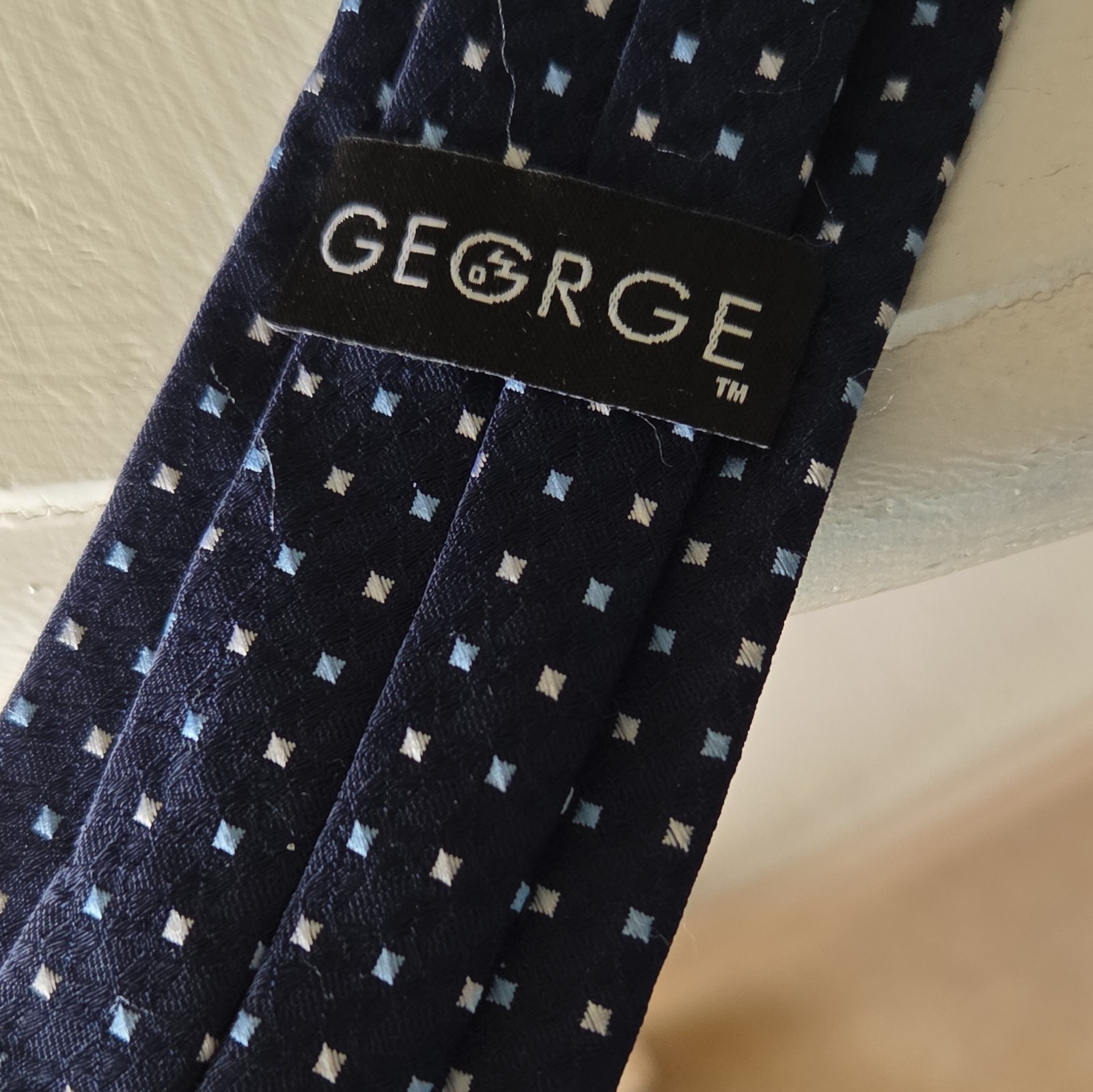 GEORGE Men’s Blue Geometric Woven Pretied Clip-On Standard/Classic Tie