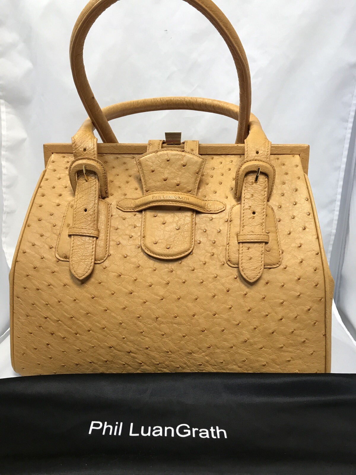 Phil Luan Grath Butterscotch Ostrich Handbag Nwot