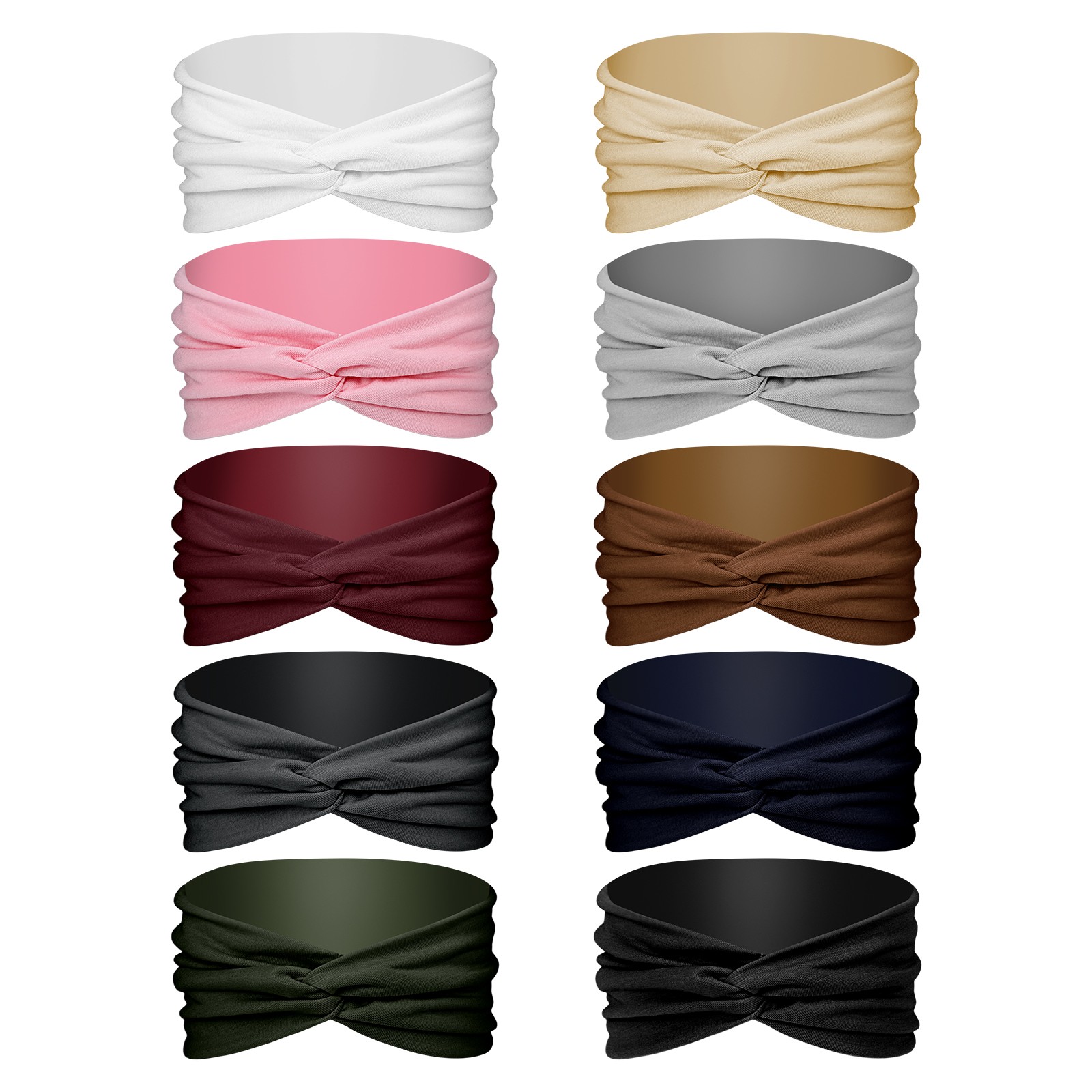 10pcs Women’s Bohemian Wide Elastic Headbands Yoga Running Sports Hairbands
