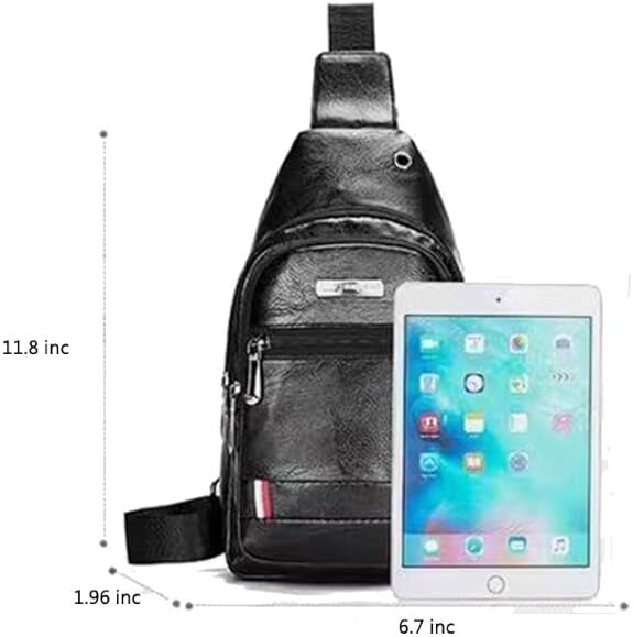 Mens Backpack Leather Sling Bag Chest Shoulder Fanny Pack Crossbody Sport Travel