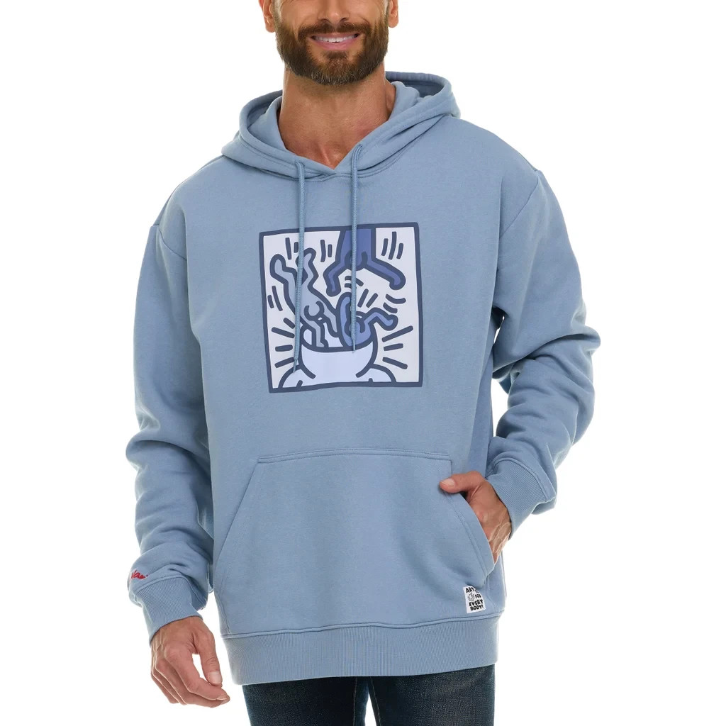 Keith Haring Men’s Graphic Pullover Hoodie Fleece Kangaroo Pocket New with Tags