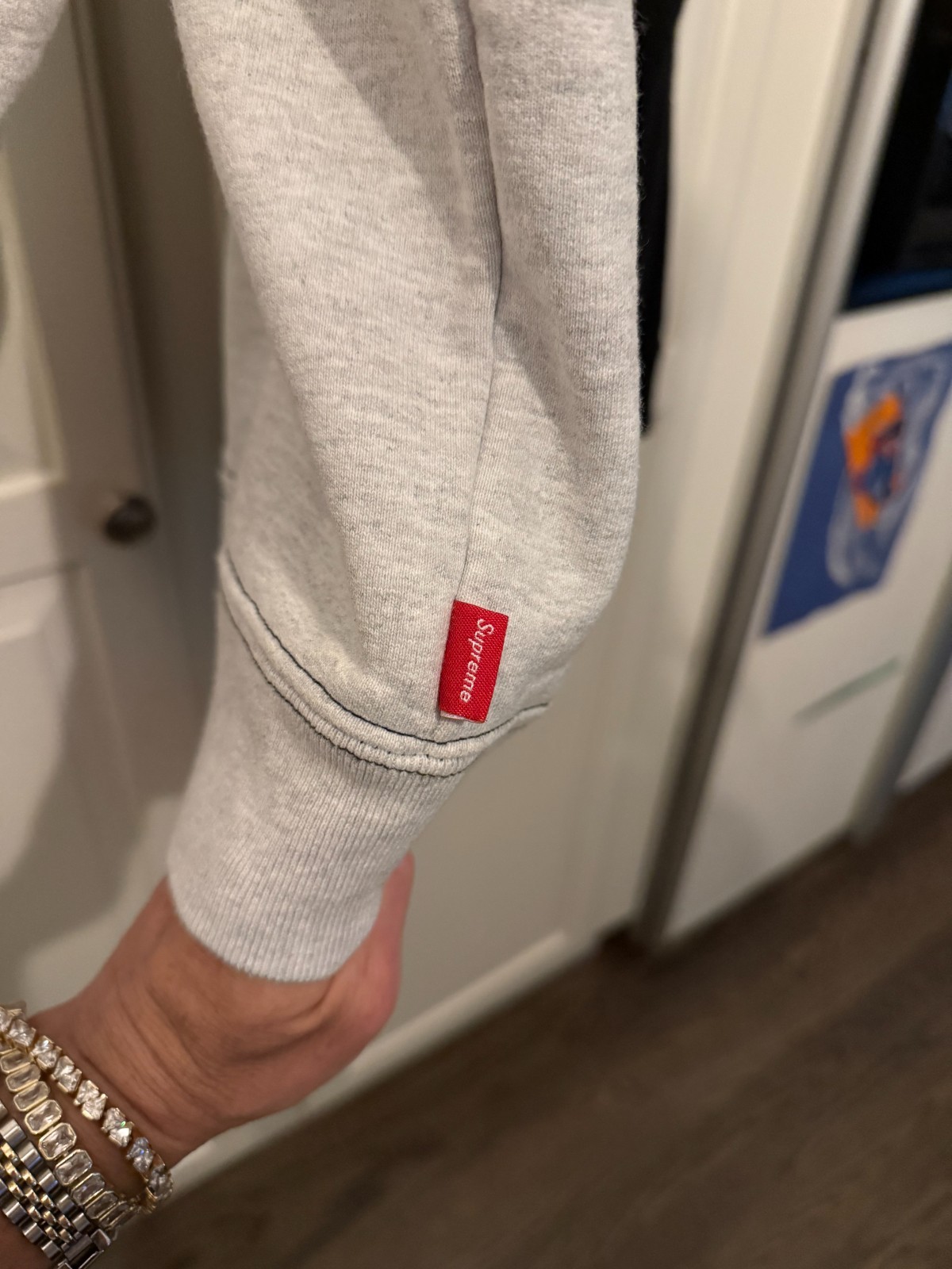 NEW Supreme Split Crewneck Sweatshirt Black/Gray FW18 Size Medium M