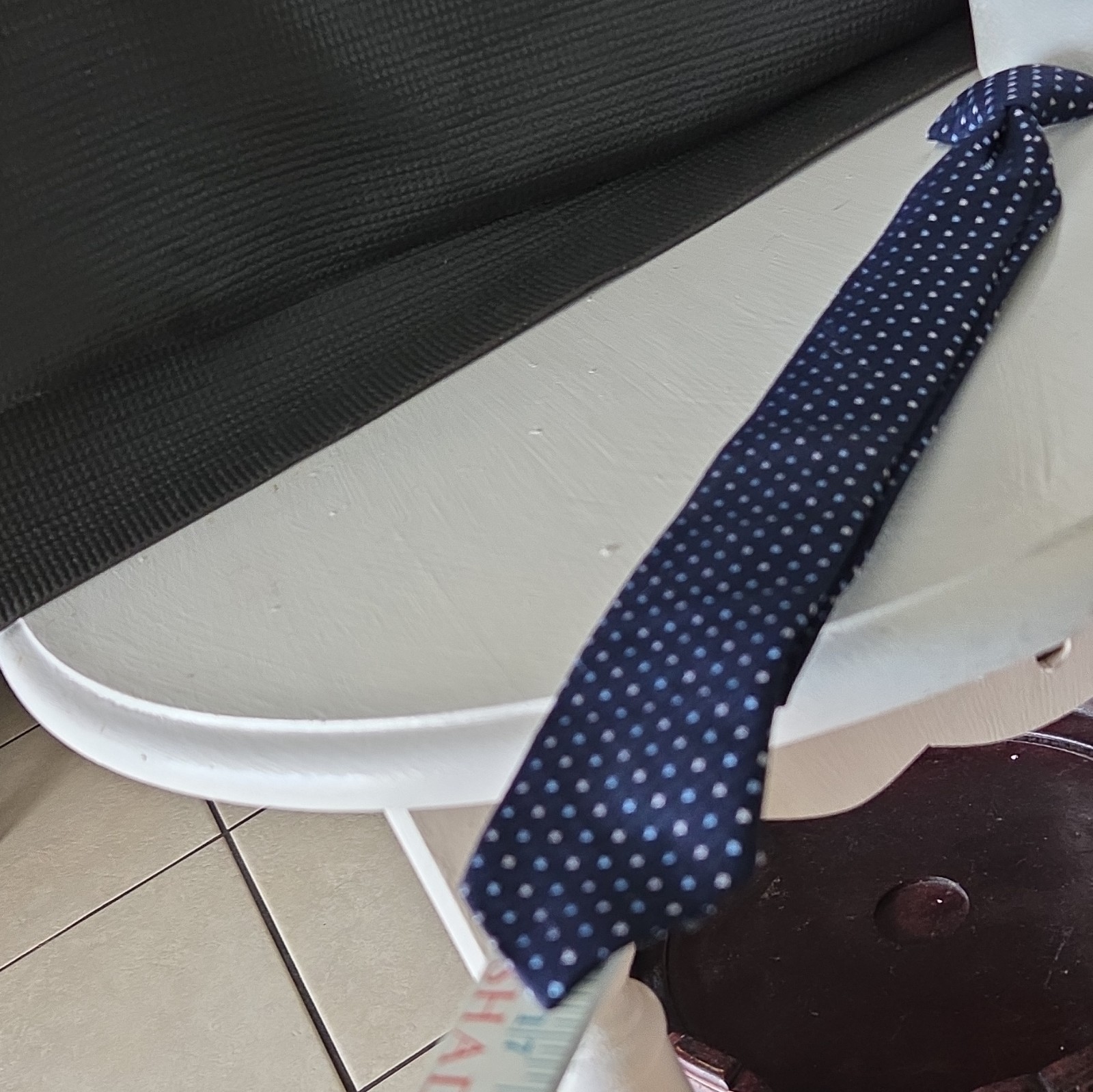 GEORGE Men’s Blue Geometric Woven Pretied Clip-On Standard/Classic Tie