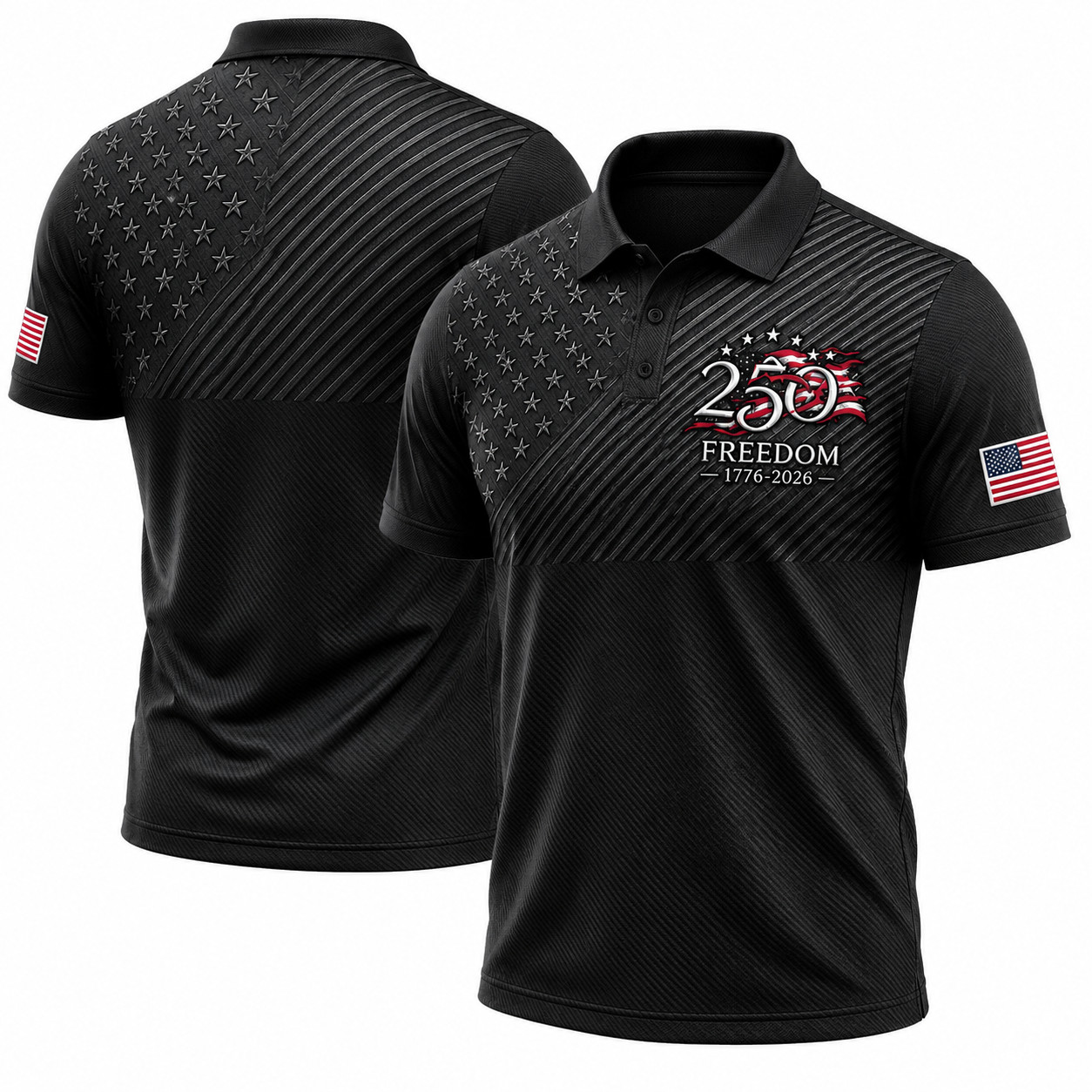Men’s America 250th Anniversary Print Casual Polo Shirt