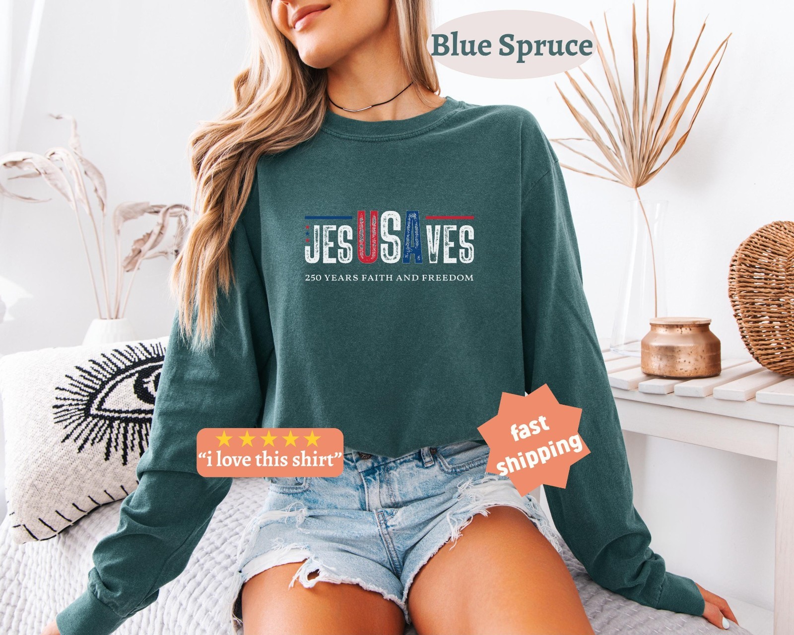 Jesus Saves USA 250 Years of Freedom T-Shirt Christian Patriotic July 4th Tee