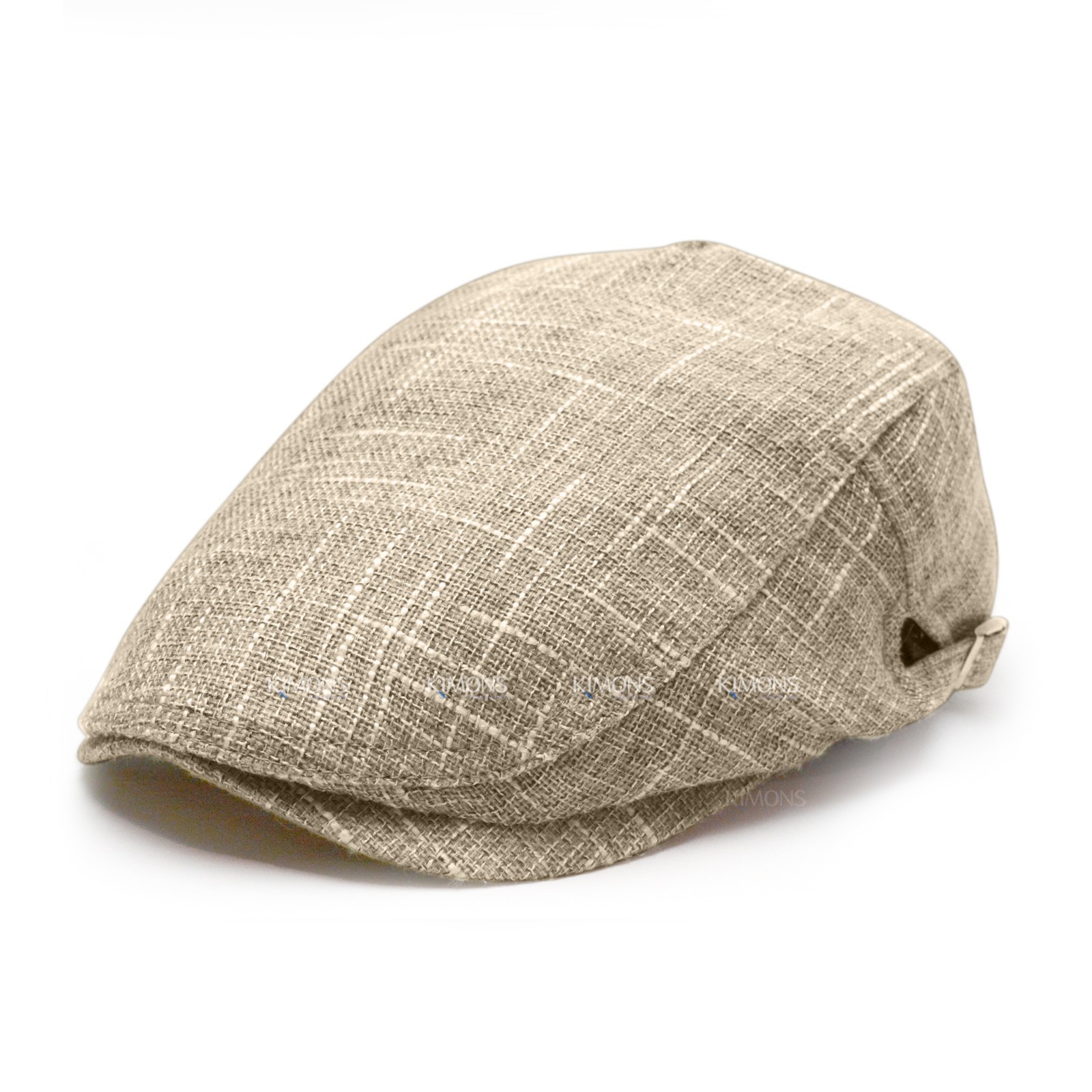 Mens Mesh Ivy Cap Summer Newsboy Flat Hat 100% Cotton Adjustable Khaki
