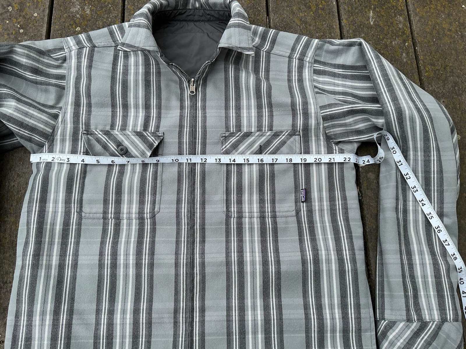 Patagonia Reversible Fjord Jacket Plaid Insulated Gray Mens L