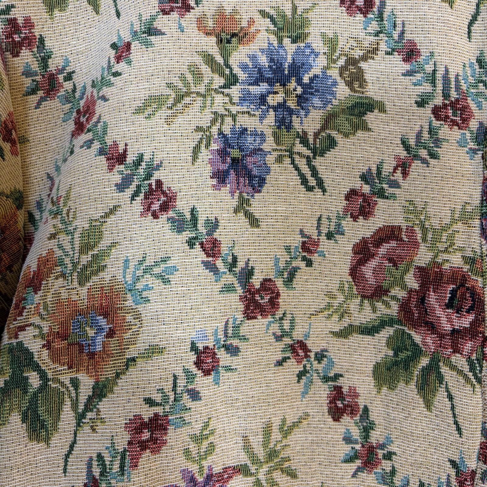 Floral Tapestry Brocade Jacket L Romantic Victorian Cottagecore Gold Button