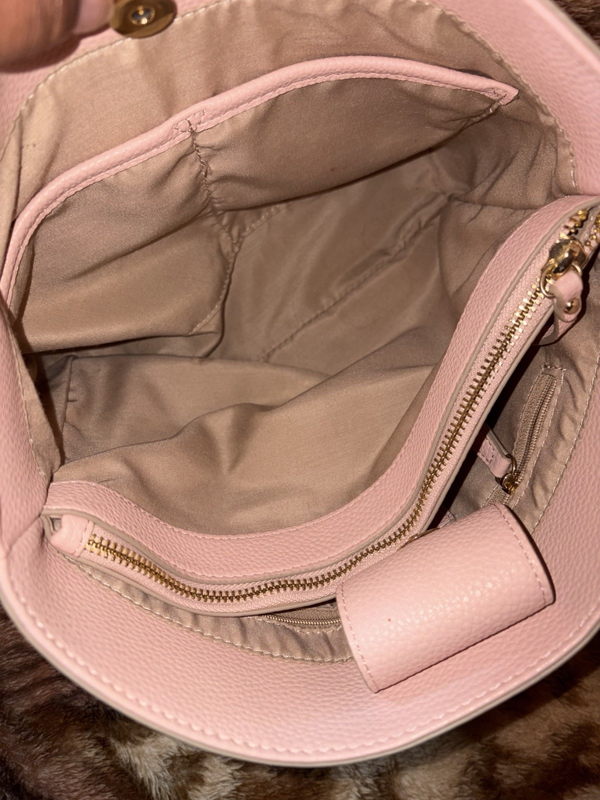 Nanette Lepore Womens Pink White Double Handle Shoulder Tote Handbag W/ Wallet